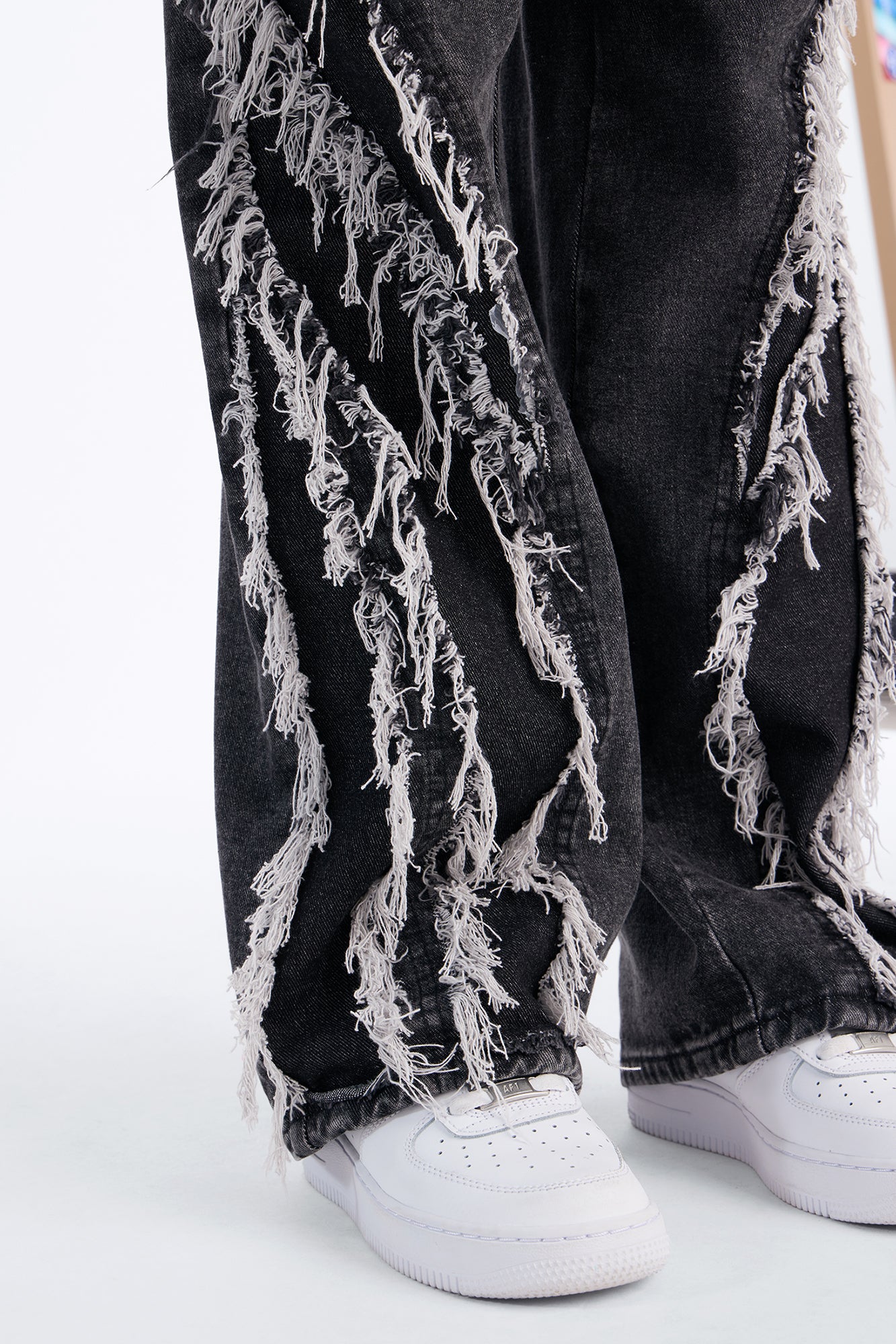 Mini In Control Frayed Wide Leg Jeans - Black