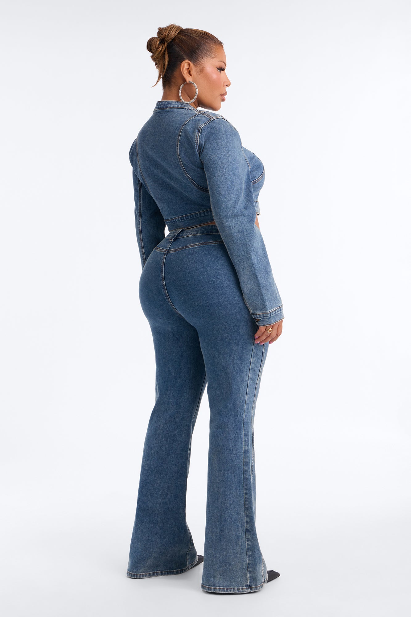 Downtown Days Denim Pant Set - Medium Wash