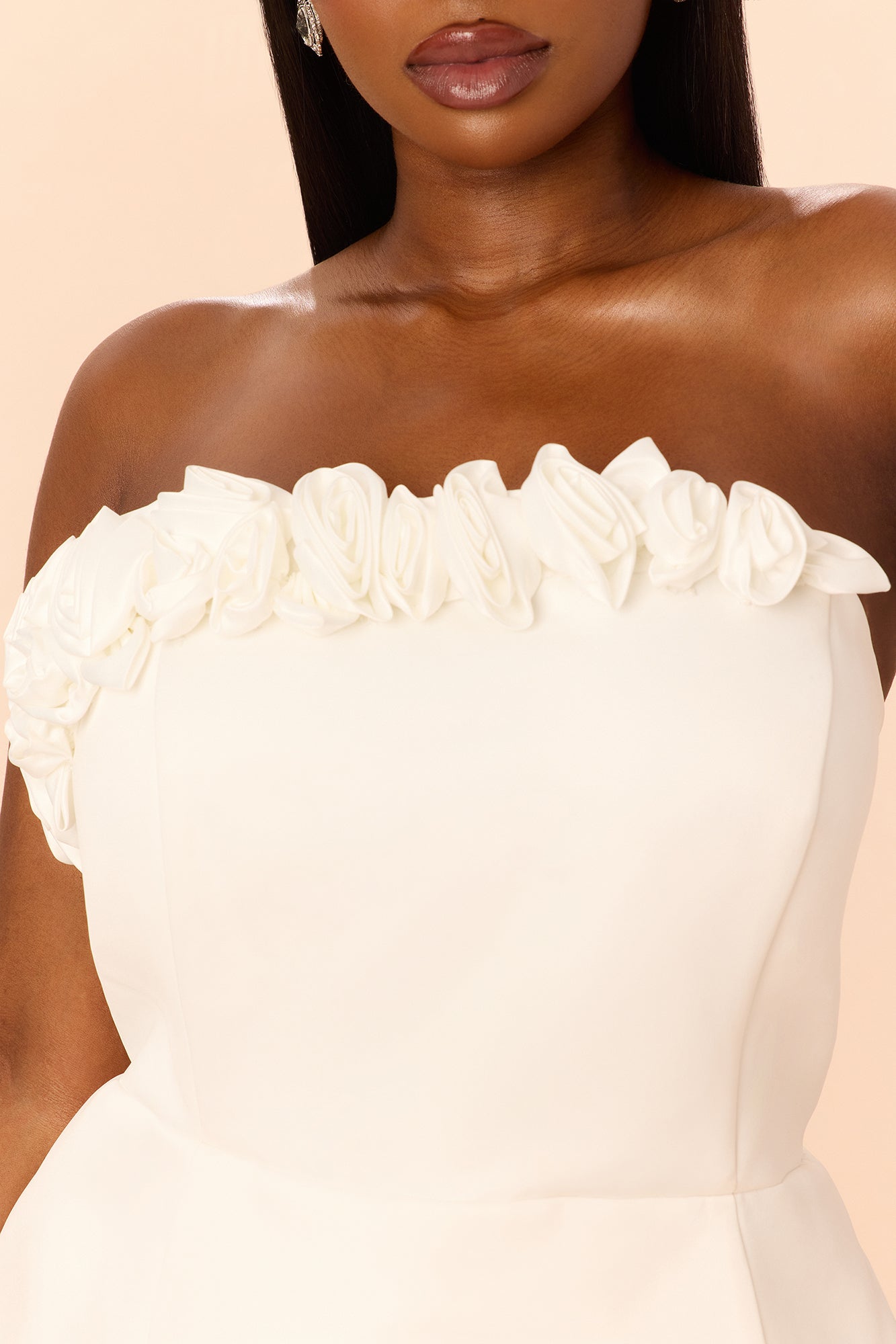 Soft Glam Pleated Gown - White