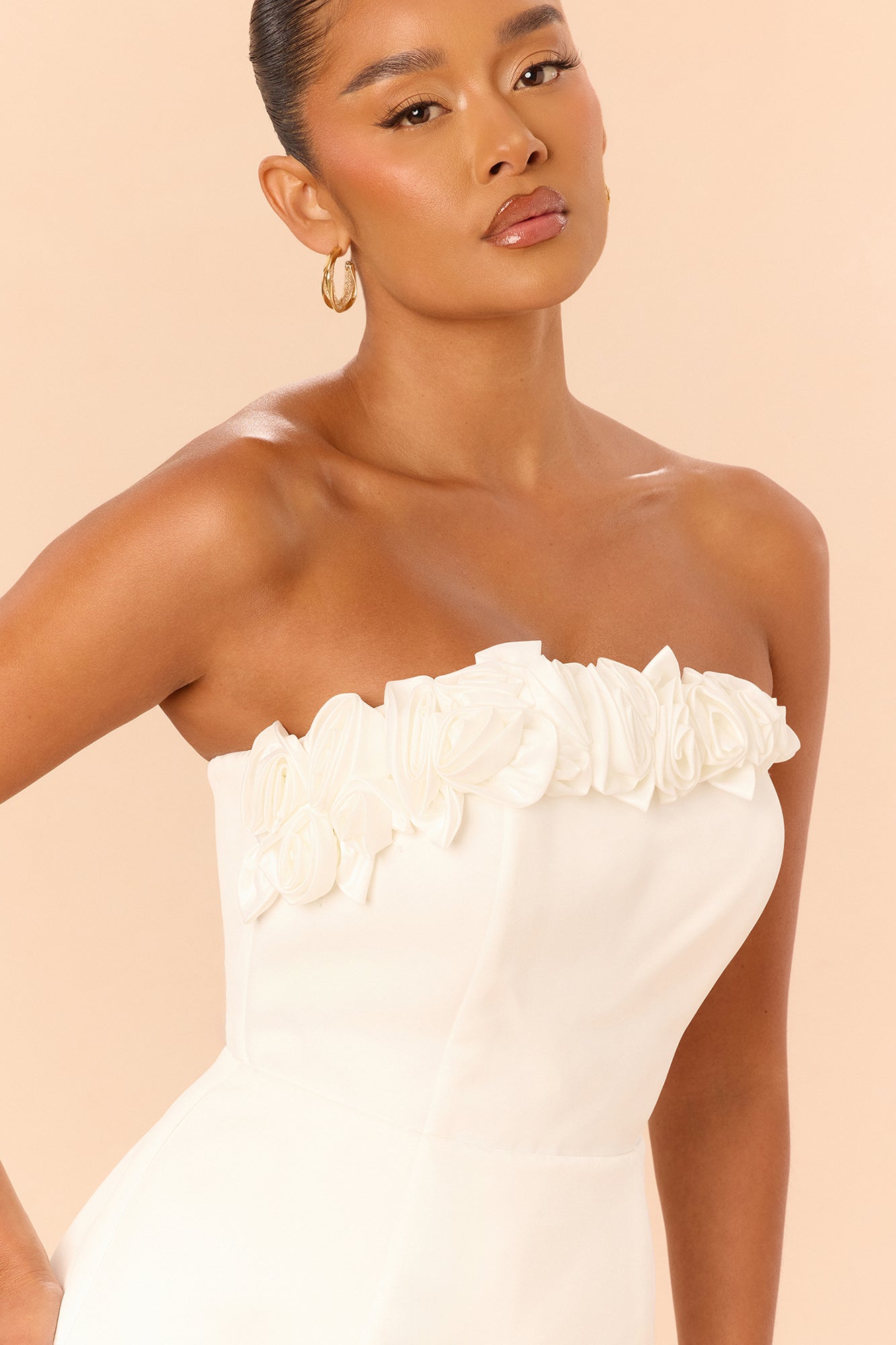 Soft Glam Pleated Gown - White