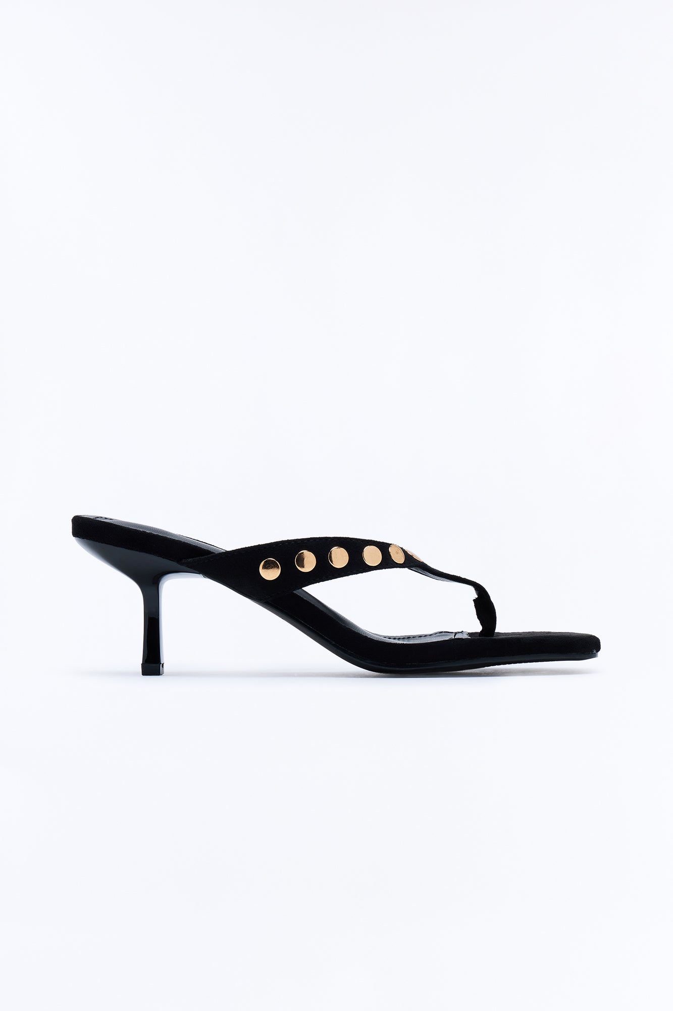 Stay Fine Studded Thong Heels - Black