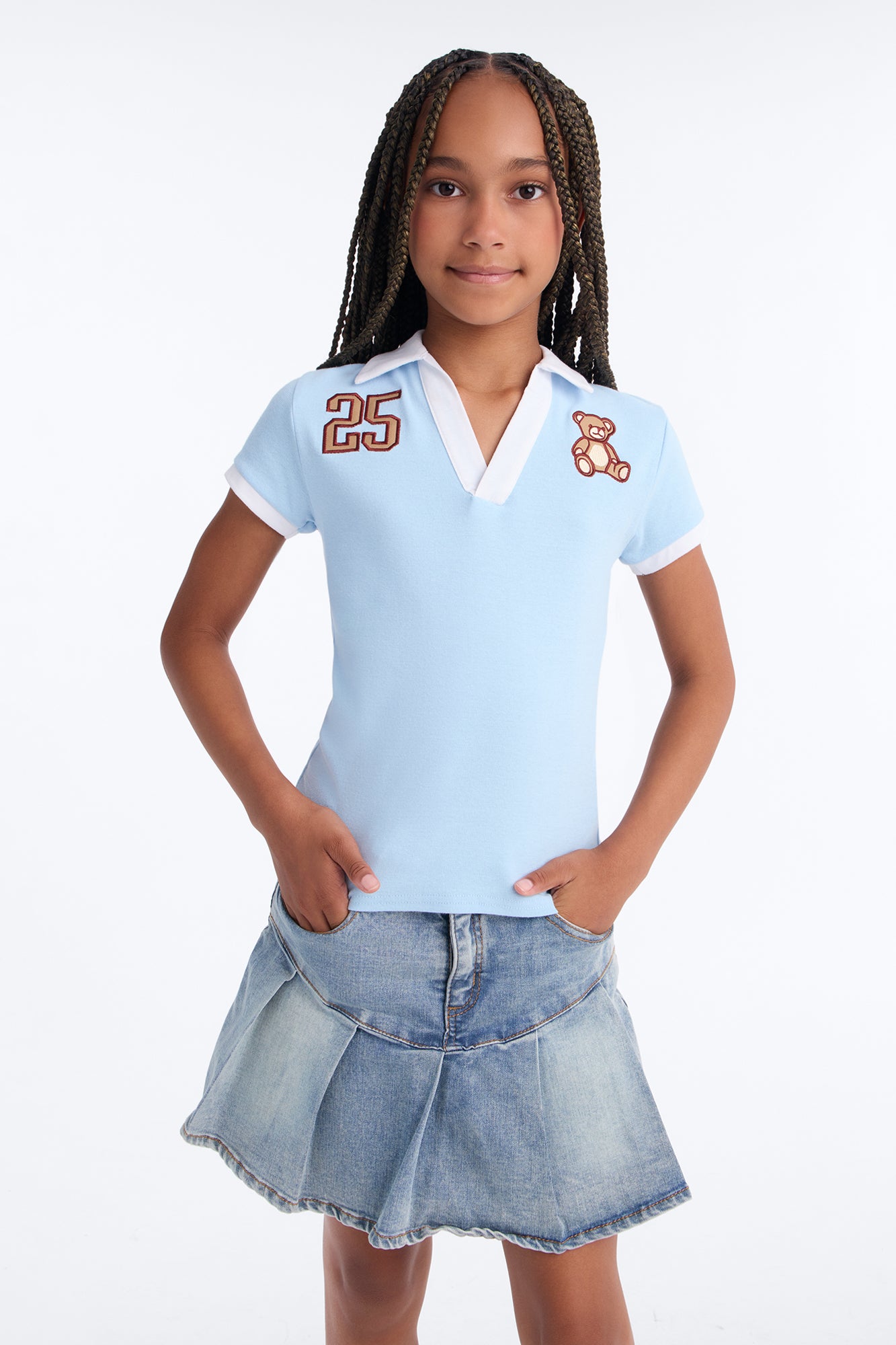 Mini So Sweet Short Sleeve Polo - Blue/combo
