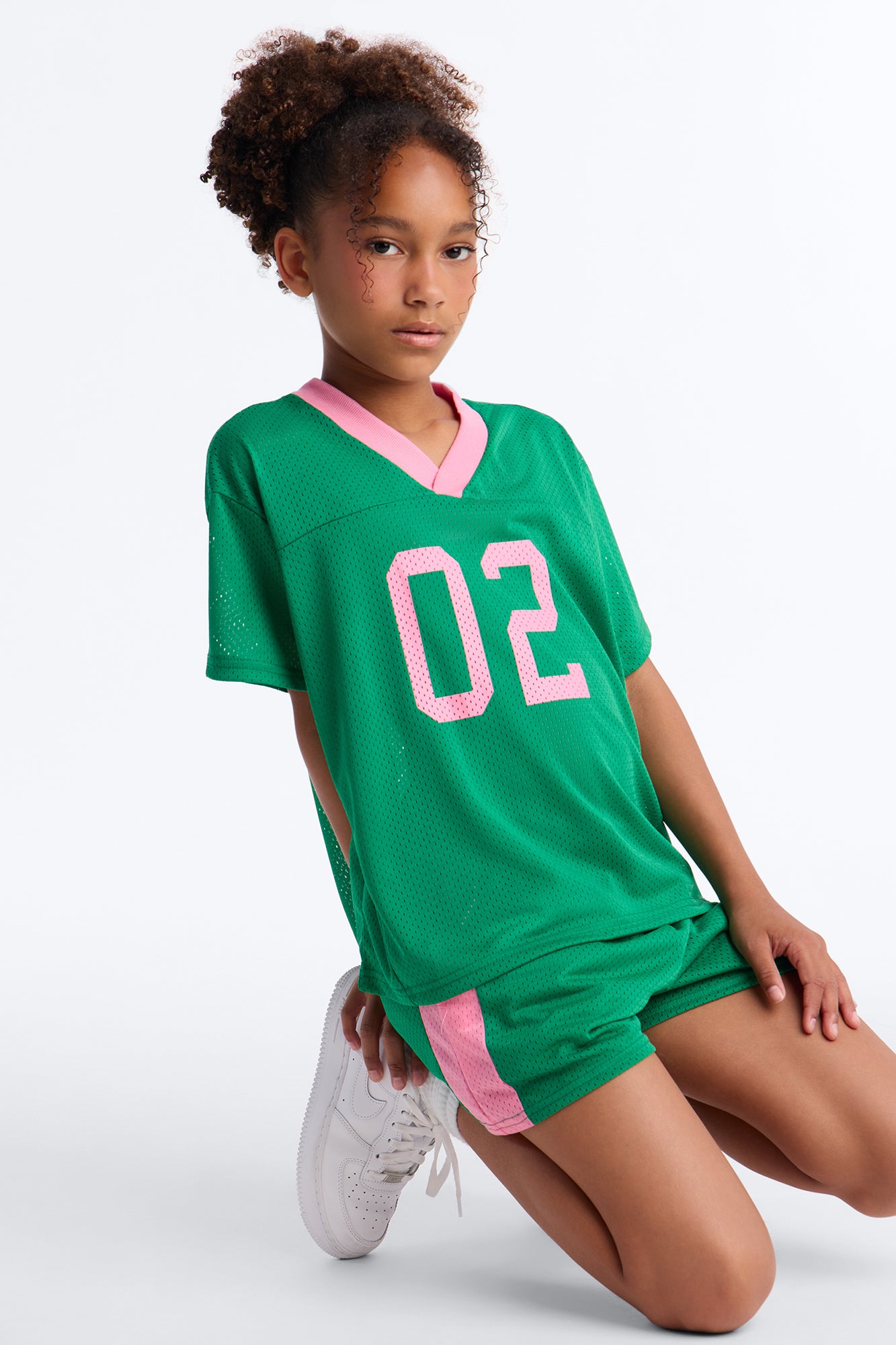 Mini Super Fit Jersey Short Set - Green/combo