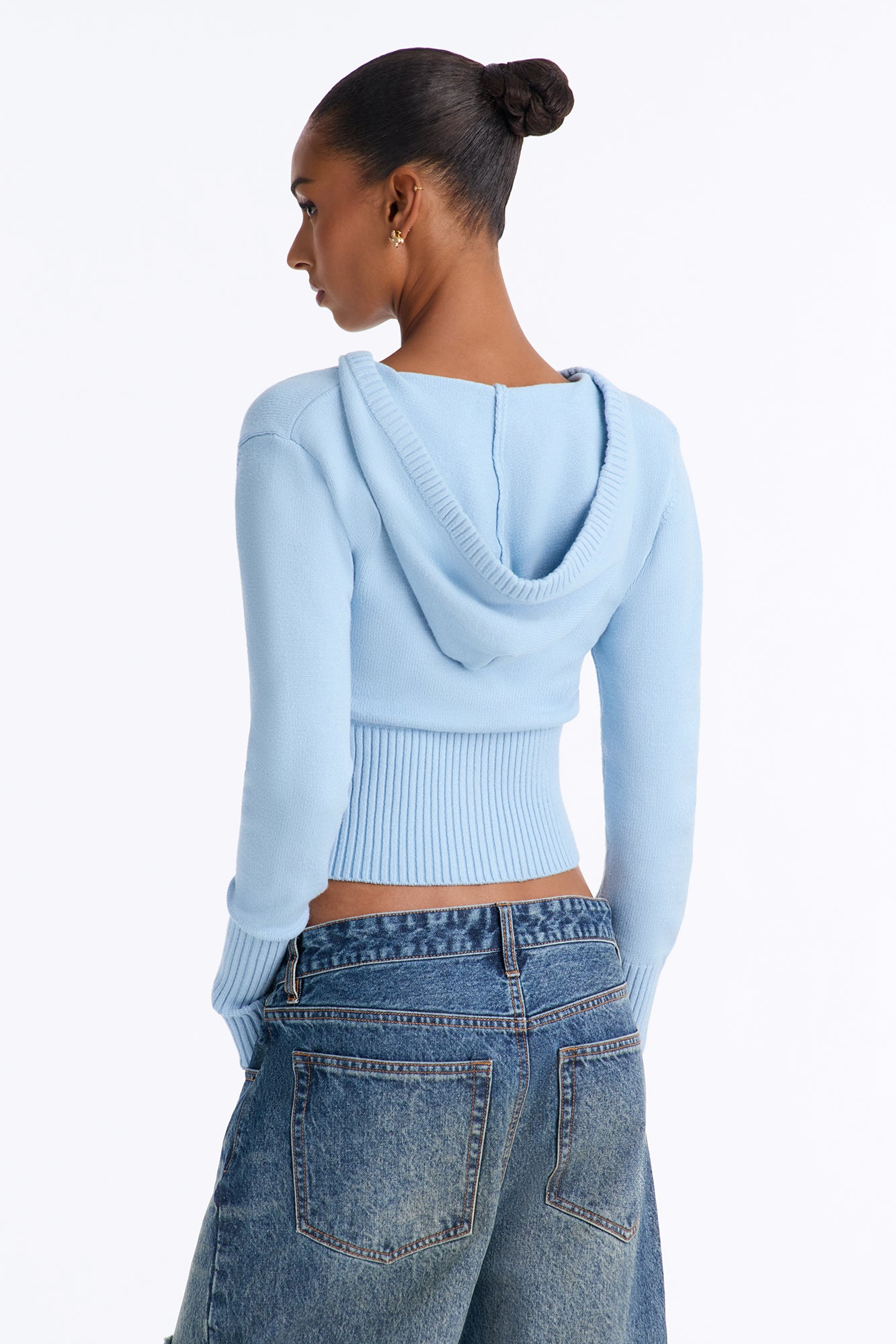 Lana Zip Up Sweater - Light Blue