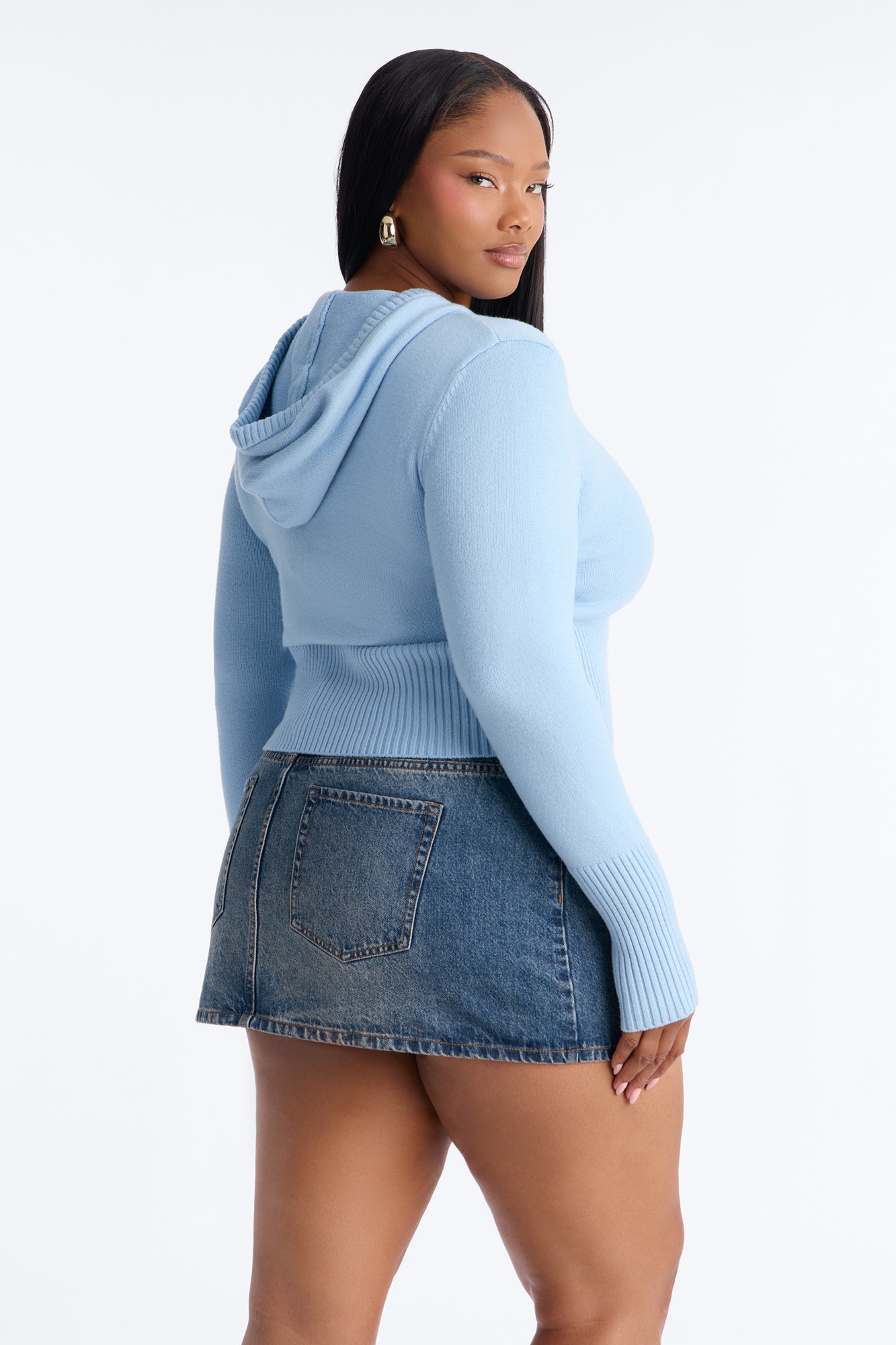 Lana Zip Up Sweater - Light Blue