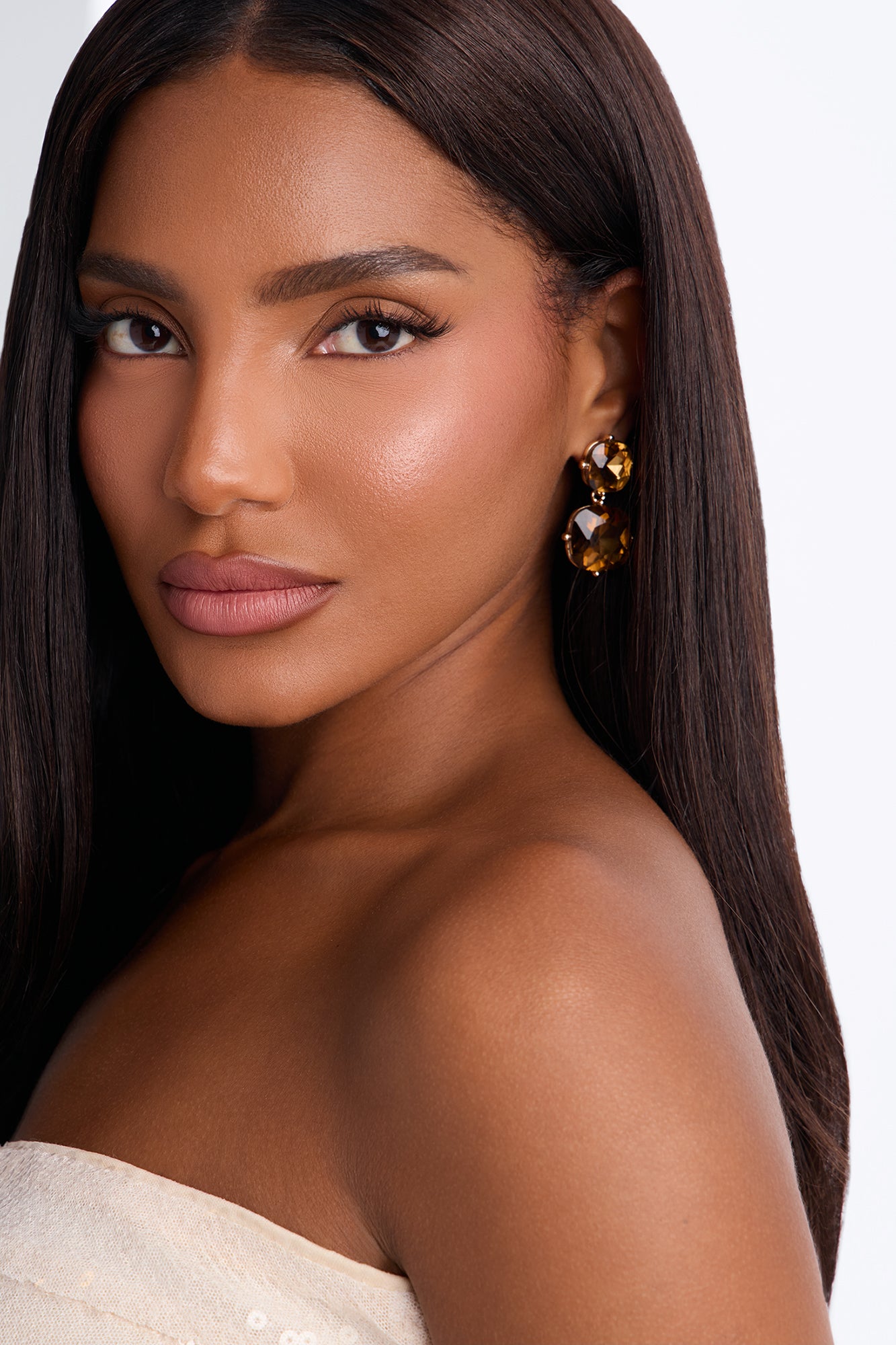 Just Enough Rhinestone Stud Earrings - Gold/combo