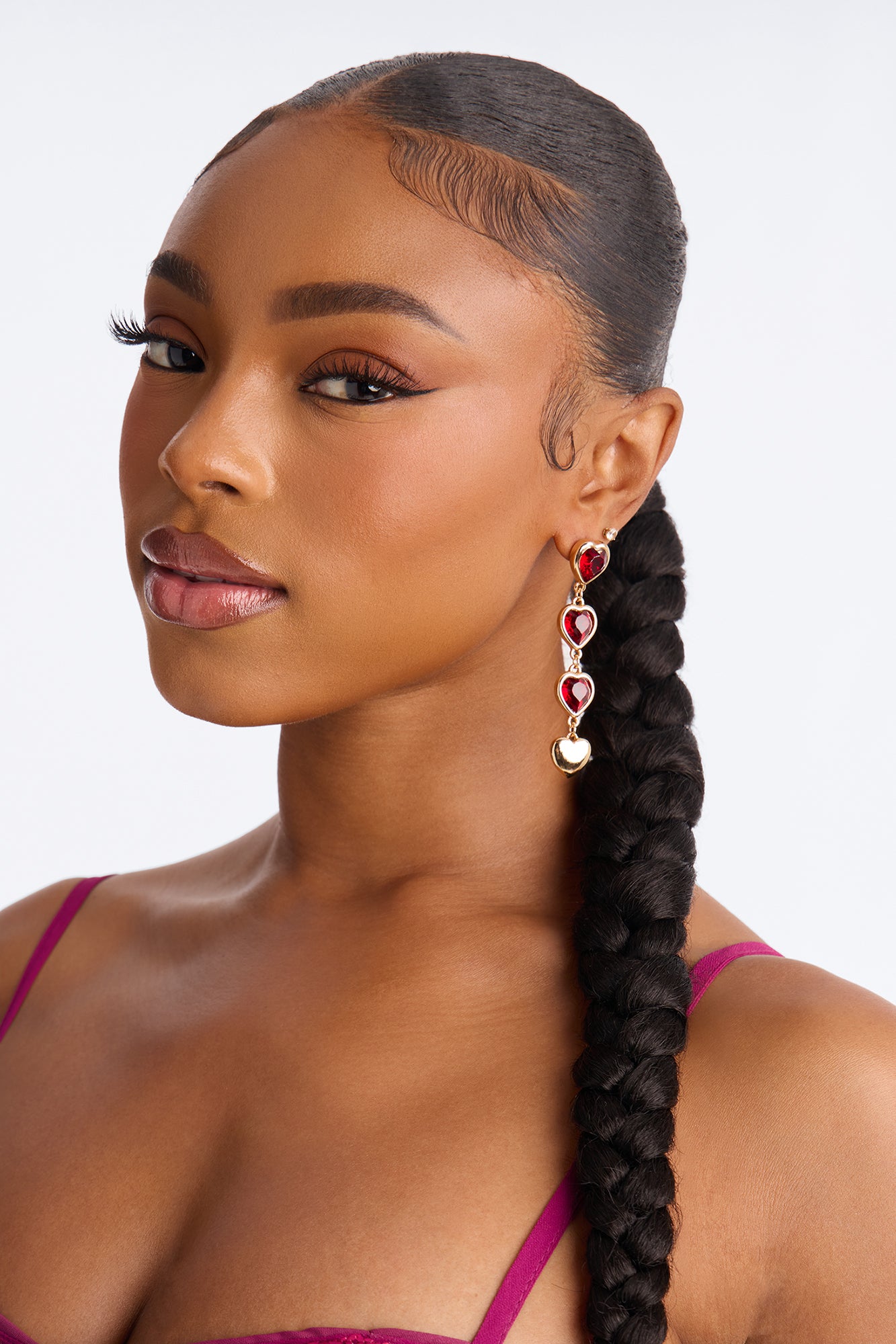 It's True Love Linear Earrings - Gold/Red
