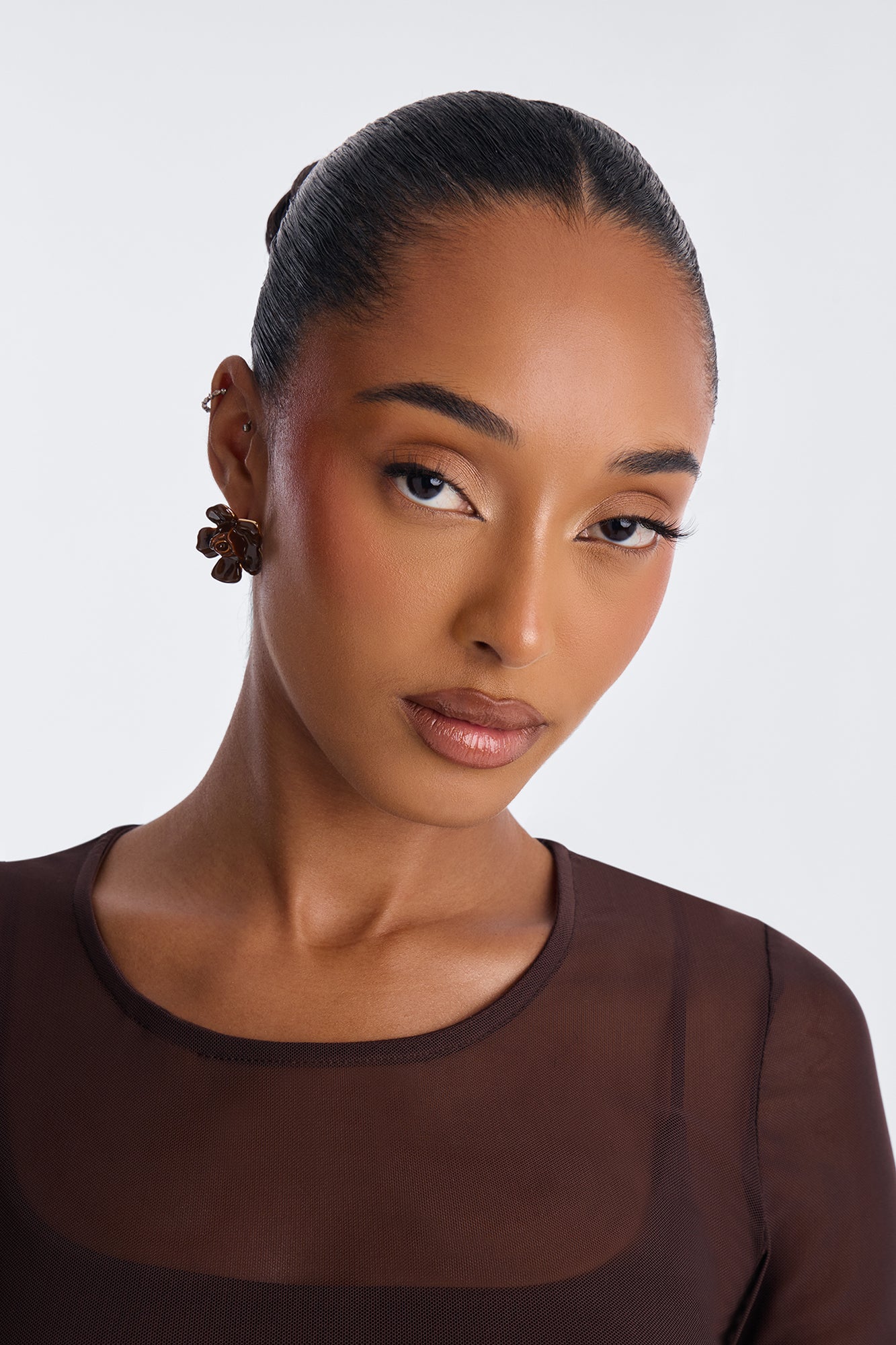 All The Roses Stud Earrings - Brown