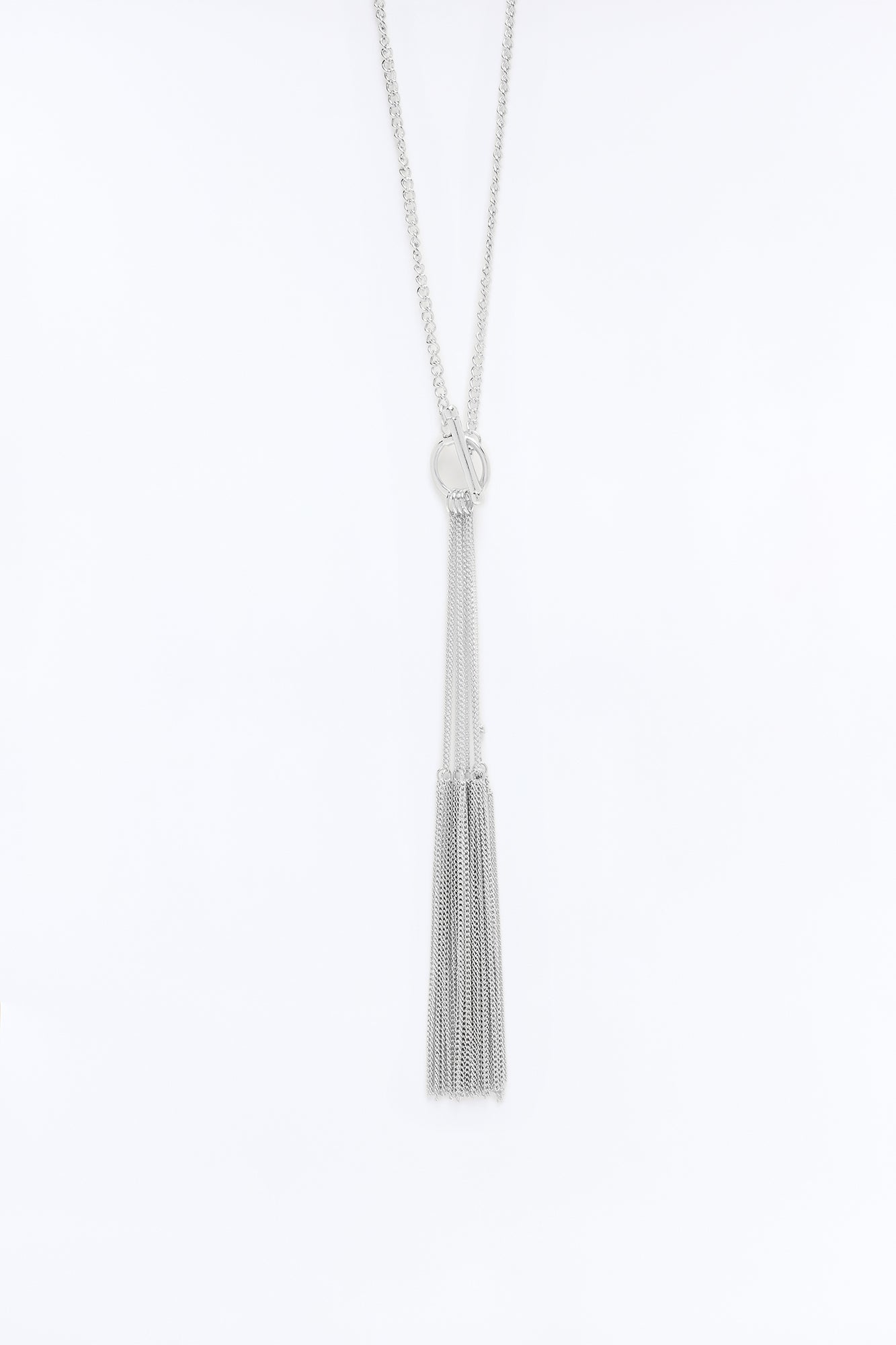 Not Going Anywhere Fringe Lariat Necklace - Silver