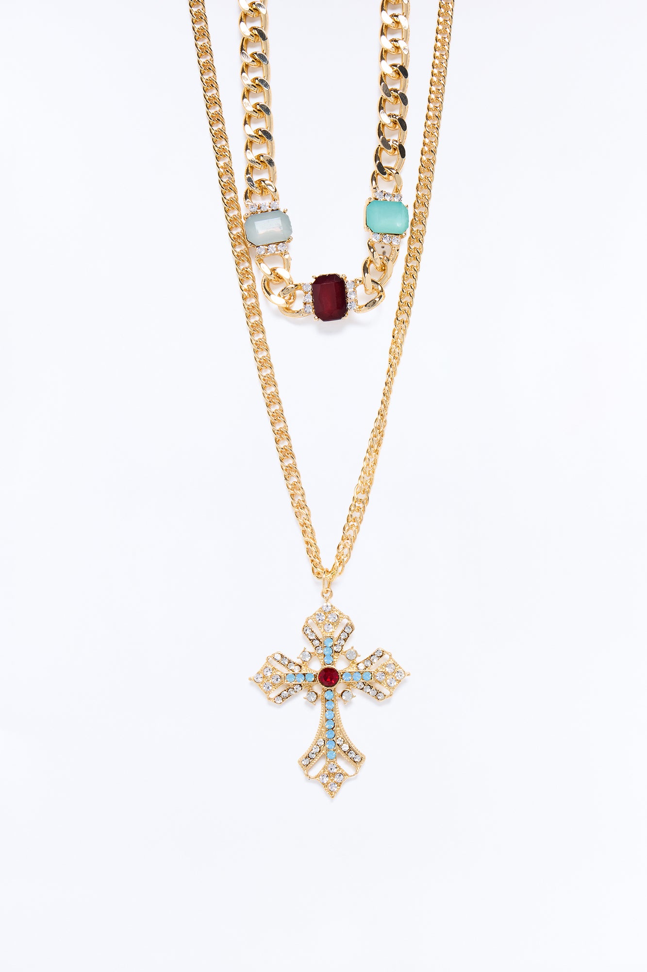 Pray About It Layered Necklace - Gold/Multi