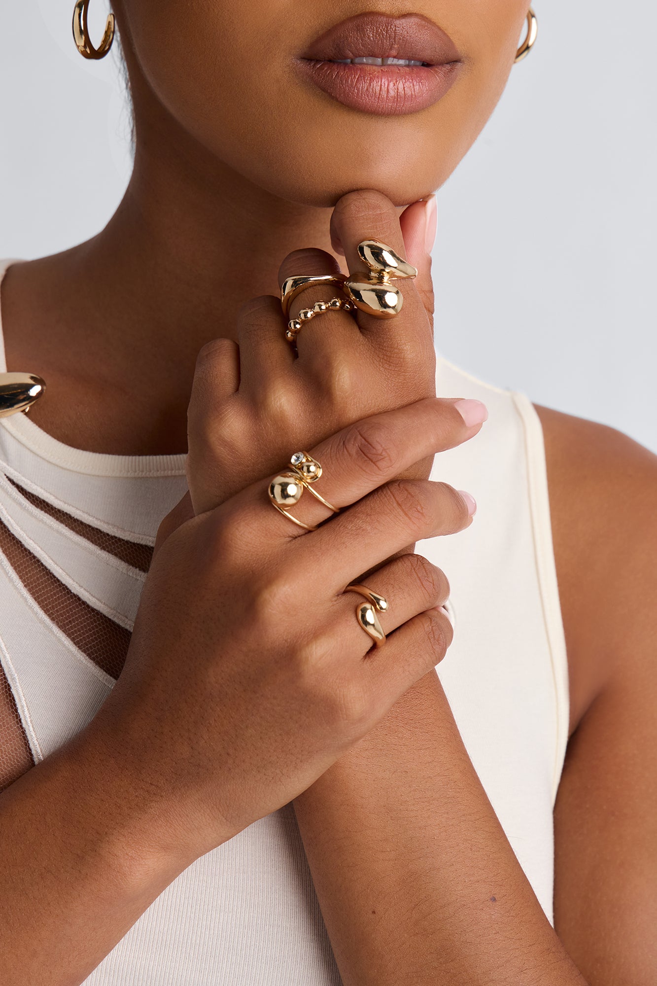 Kind Minds 5 Piece Rings Set - Gold