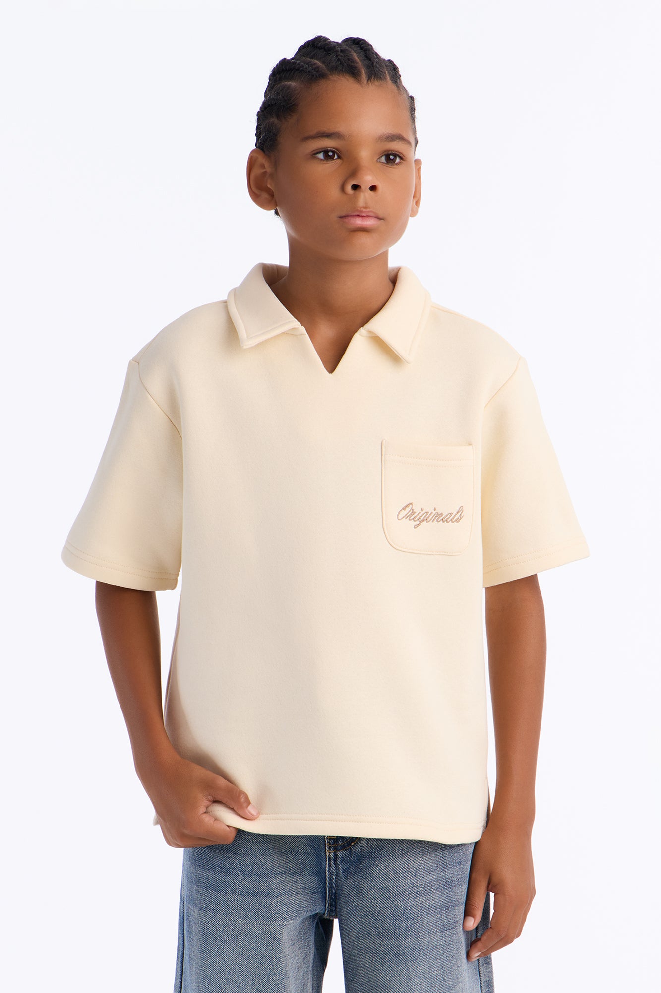 Mini Tyson Happy Mistake Short Sleeve Polo - Cream