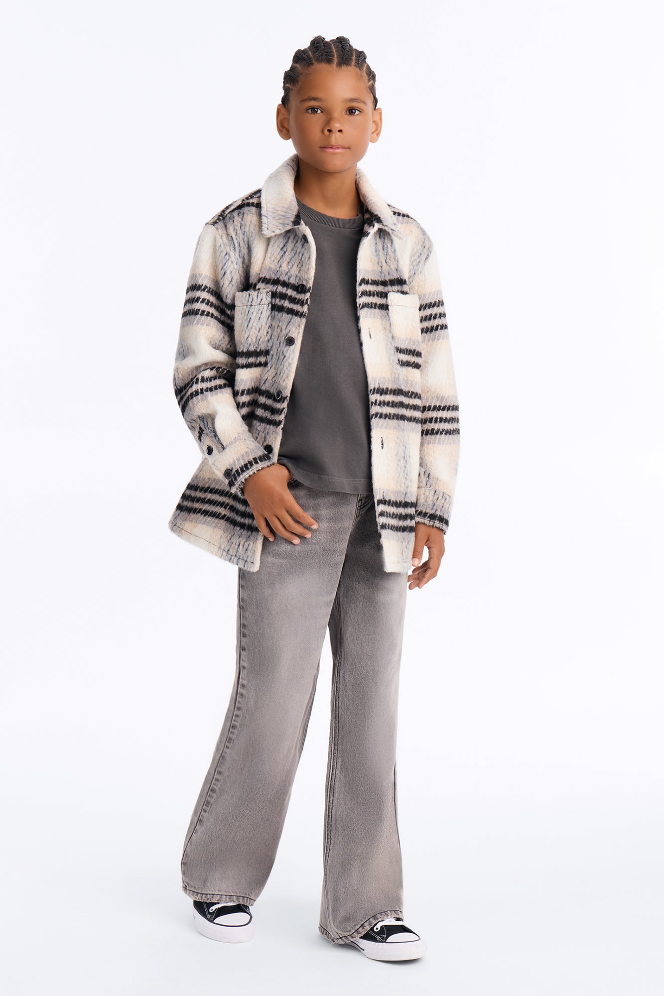 Mini Move Up Plaid Shacket - Black/combo