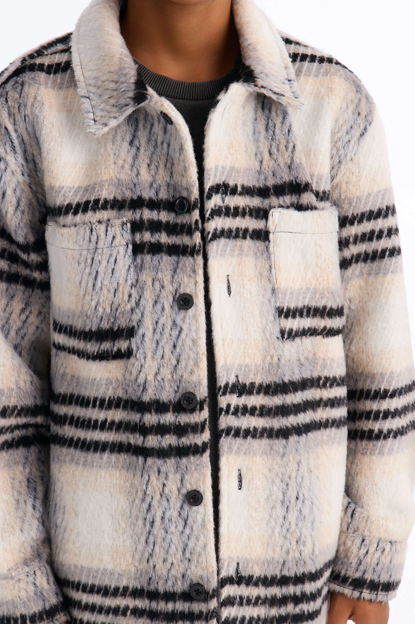 Mini Move Up Plaid Shacket - Black/combo