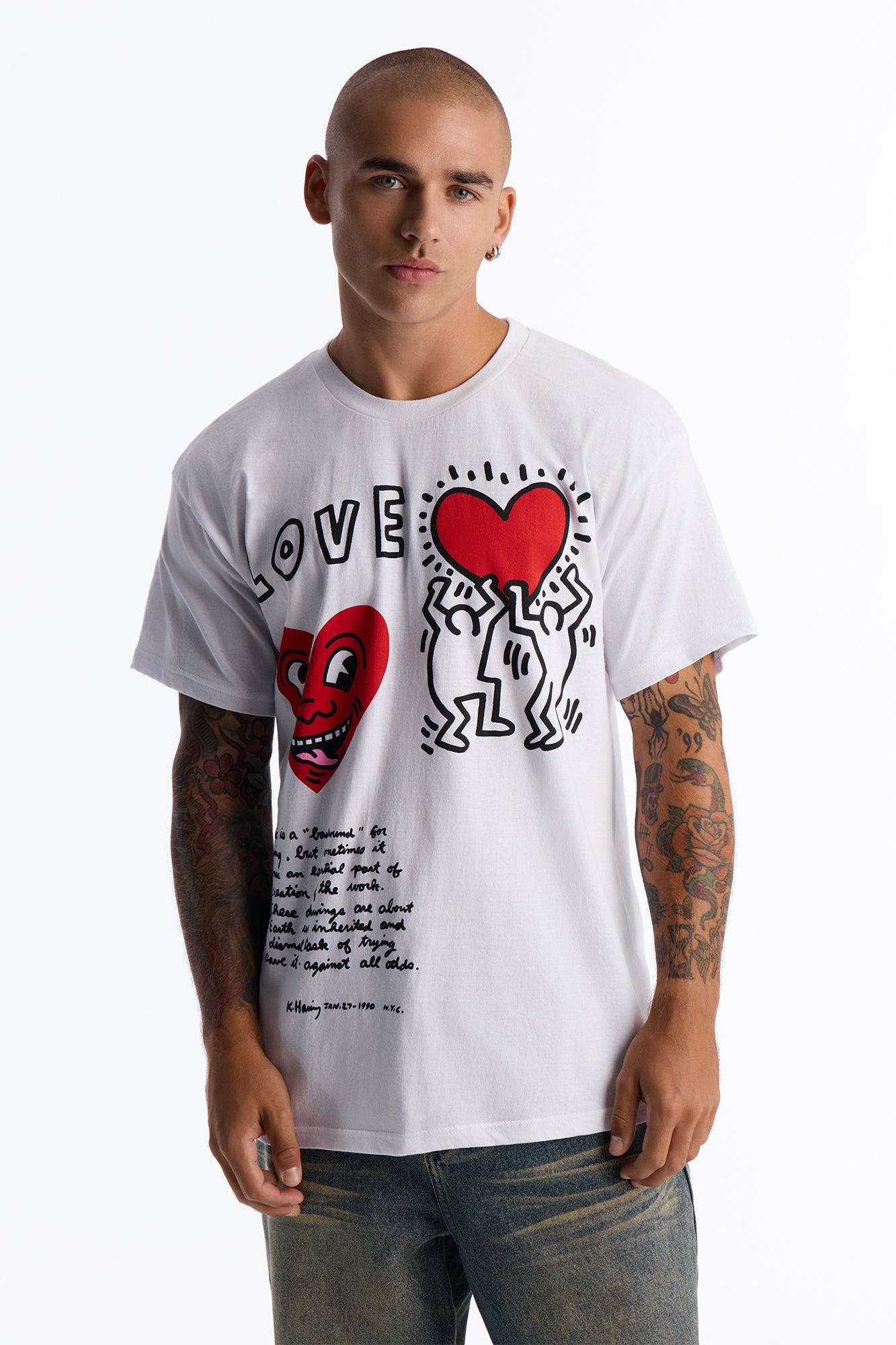 Keith Haring Love Oversized Short Sleeve Tee - White