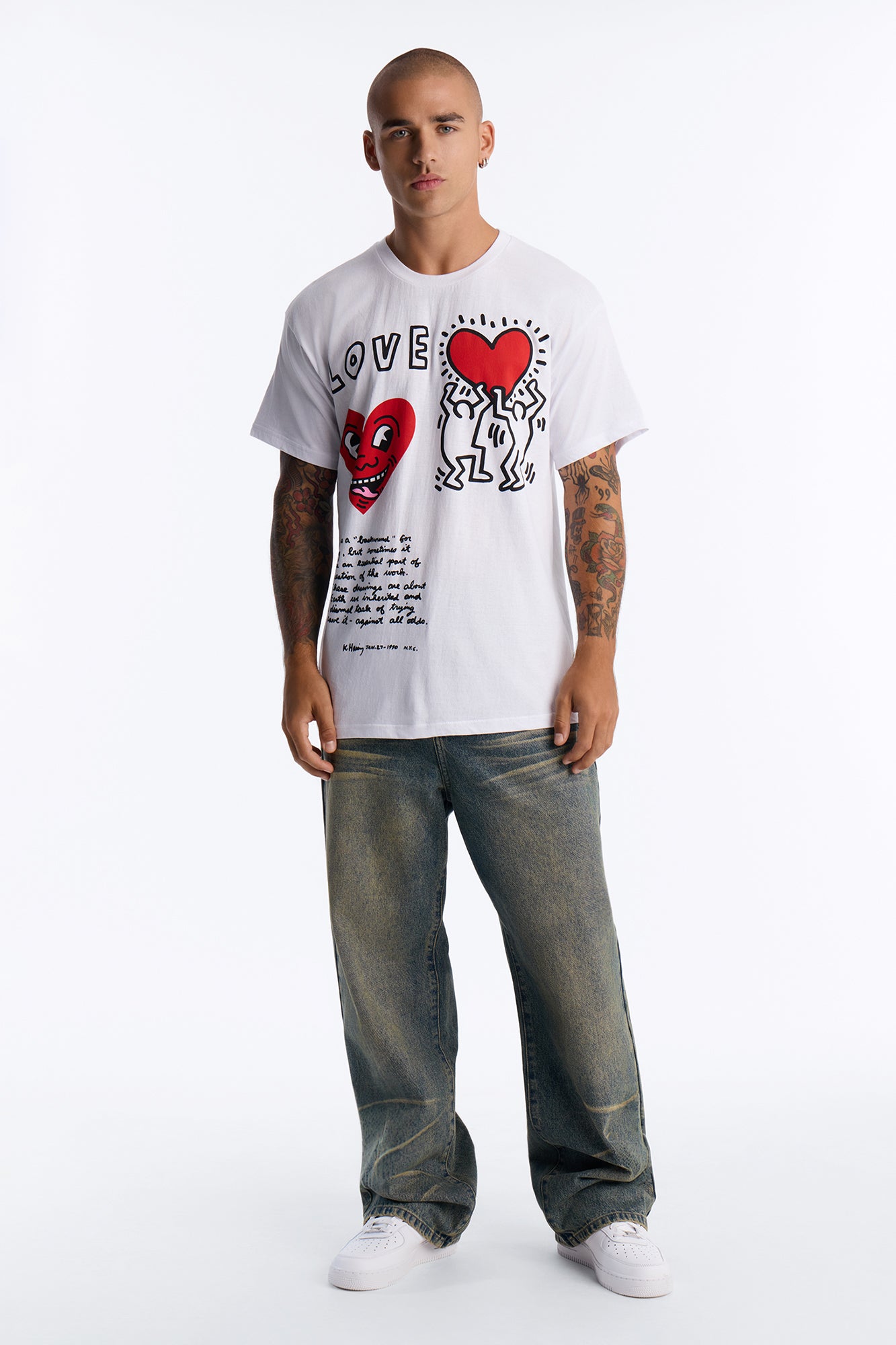 Keith Haring Love Oversized Short Sleeve Tee - White