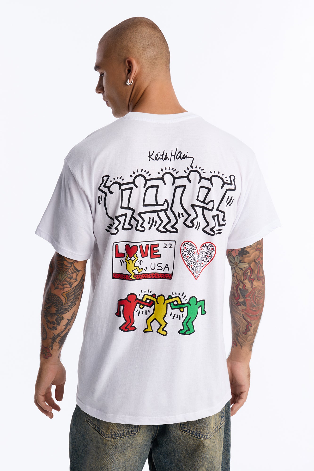 Keith Haring Love Oversized Short Sleeve Tee - White