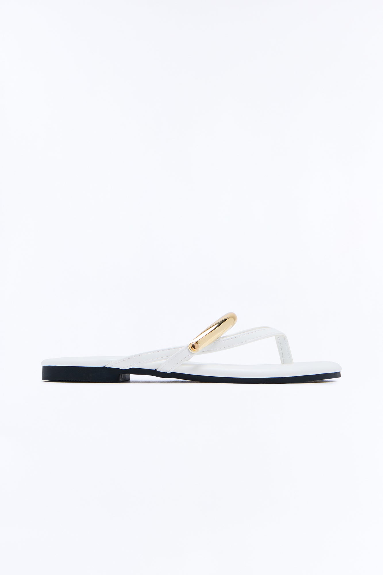 Kindly Hardware Flip Flops - White