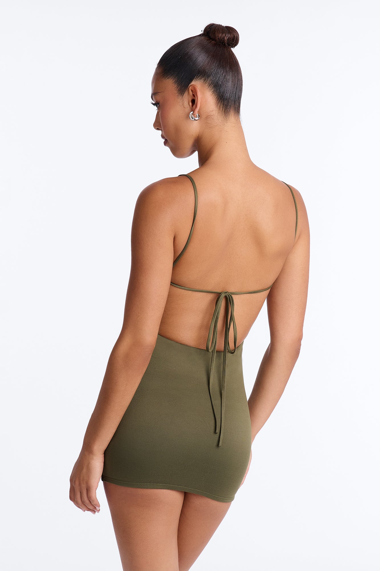 Dali Double Lined Micro Mini Dress - Olive