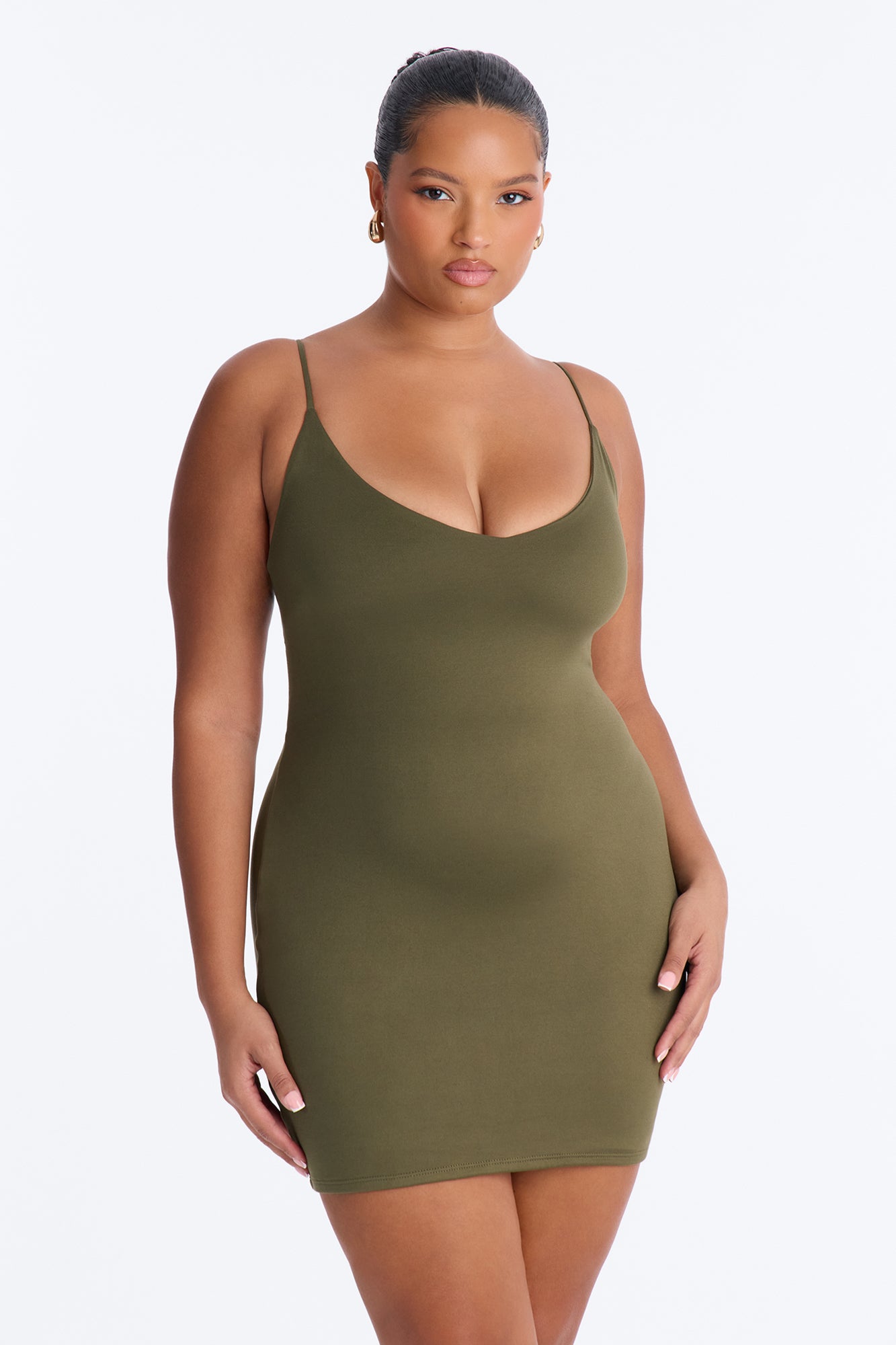Dali Double Lined Micro Mini Dress - Olive