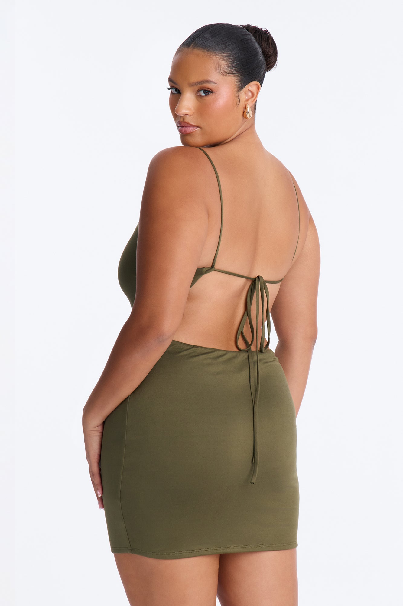 Dali Double Lined Micro Mini Dress - Olive