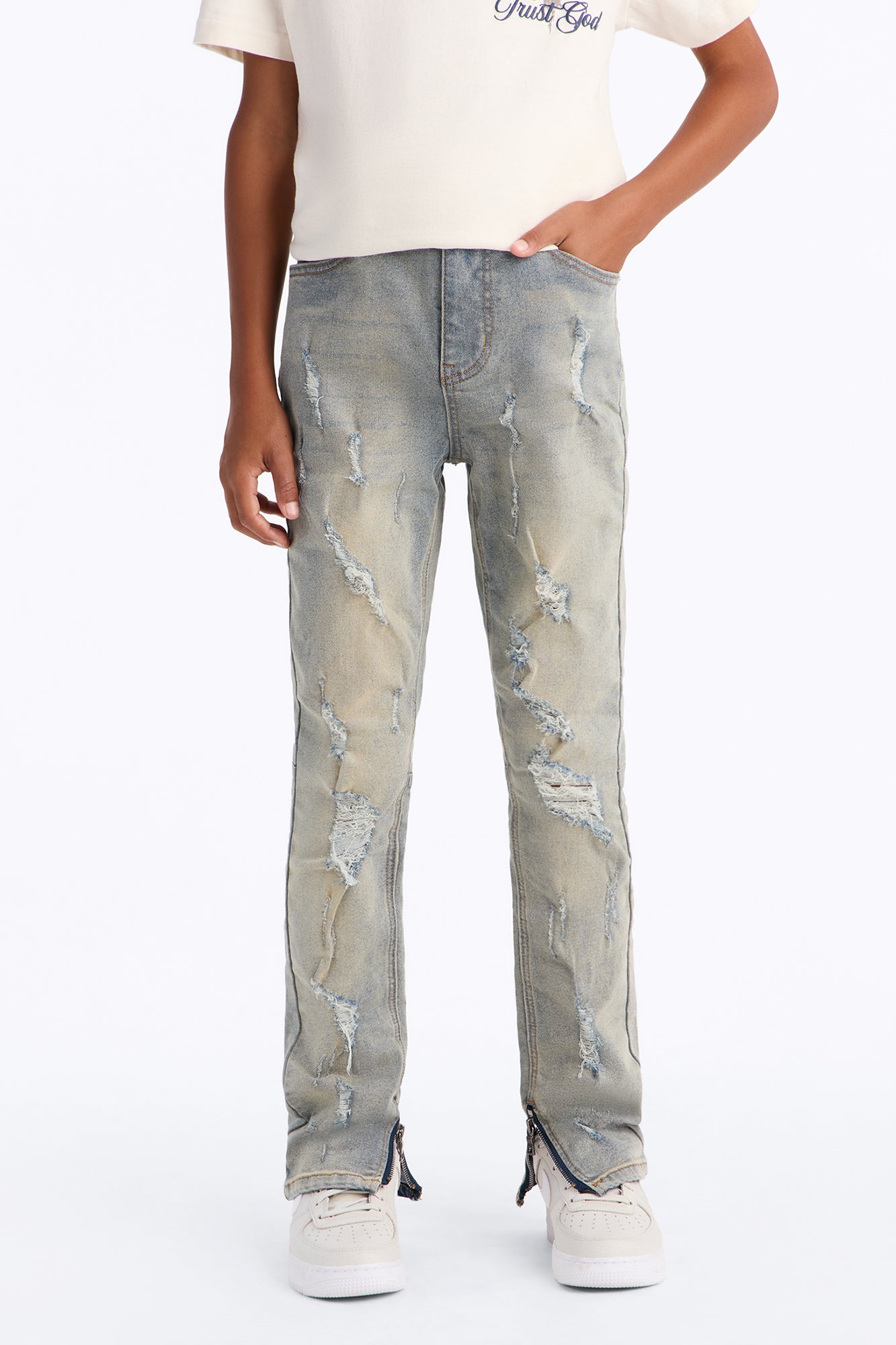Mini Stay Positive Skinny Jean - Light Blue Wash