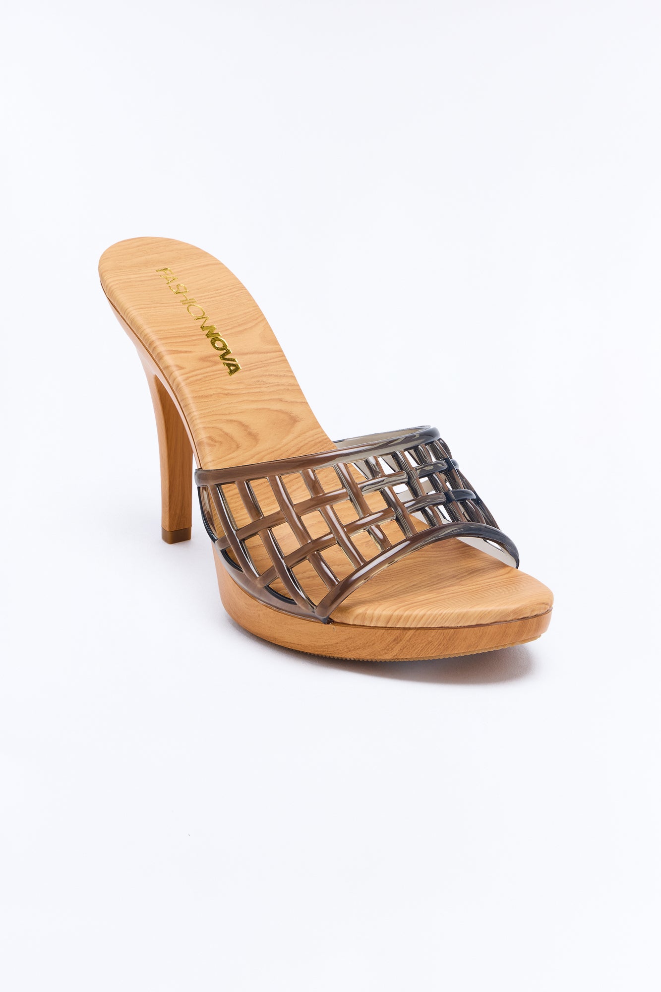 Know It All Jelly Strap Wood Heels - Black