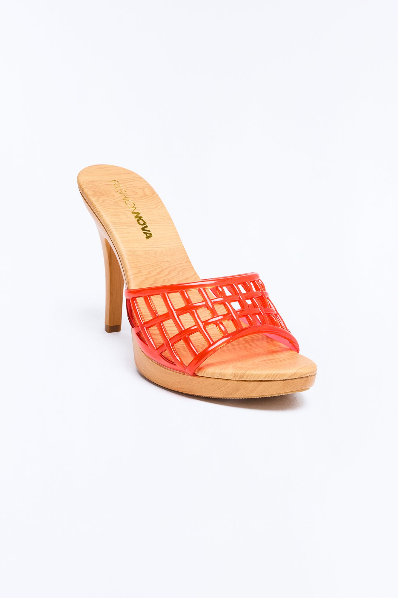 Know It All Jelly Strap Wood Heels - Red