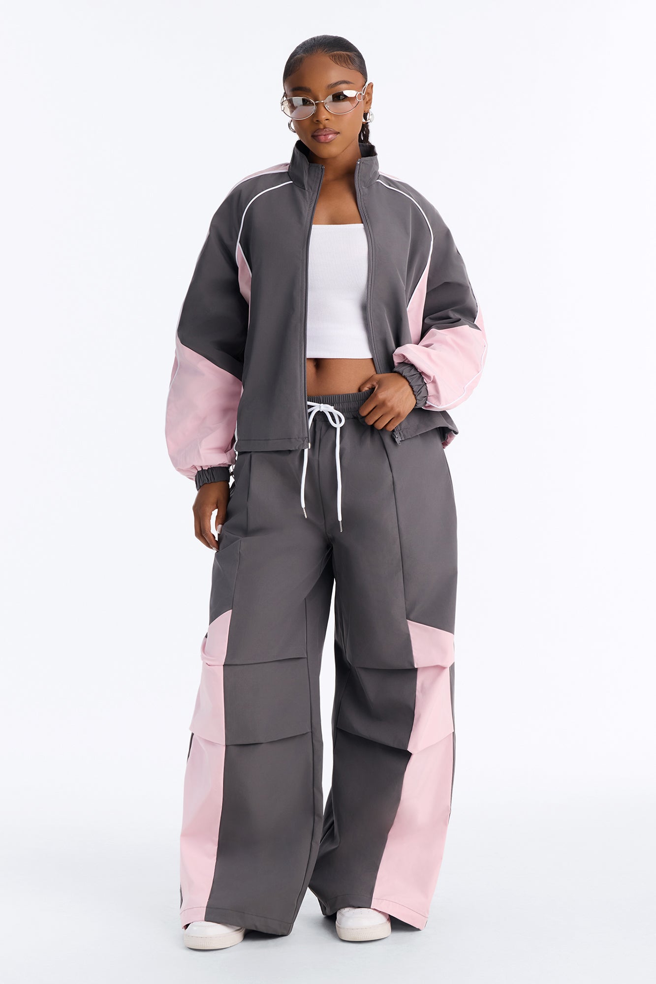 Maison Windbreaker Pant Set - Grey/combo