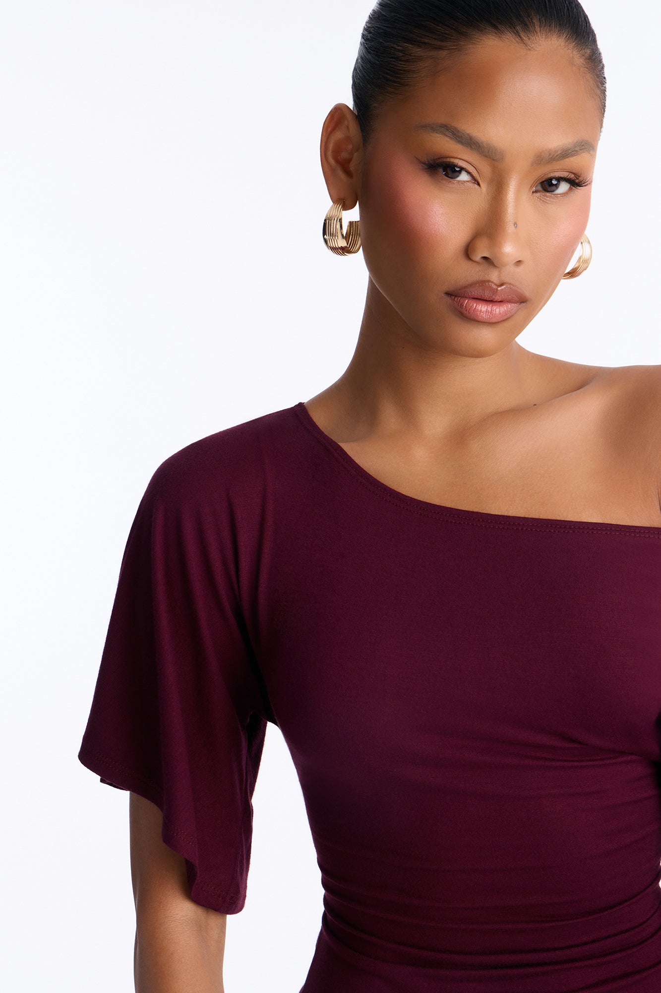 Nicolette Tie Waist Short Sleeve Top - Plum
