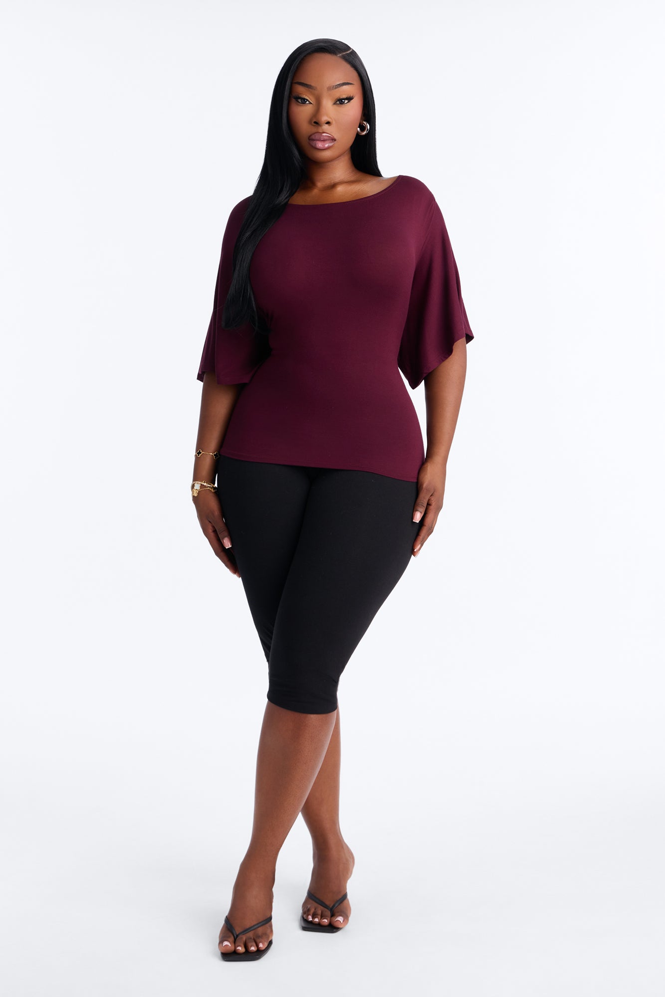 Nicolette Tie Waist Short Sleeve Top - Plum
