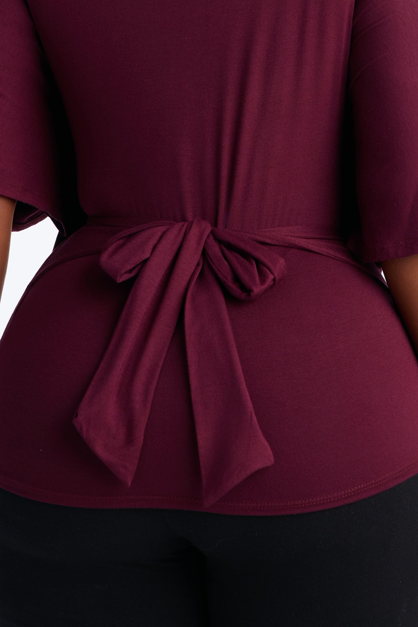 Nicolette Tie Waist Short Sleeve Top - Plum