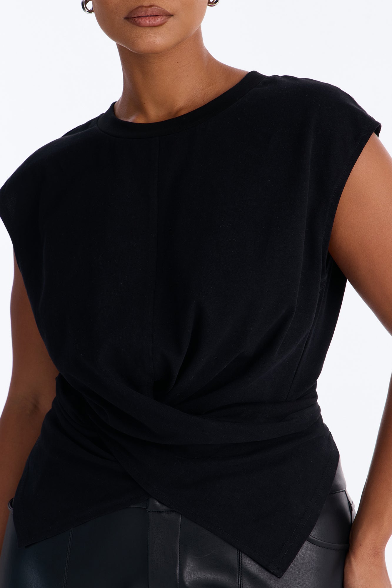 Crossed Up Crew Neck Tee - Black