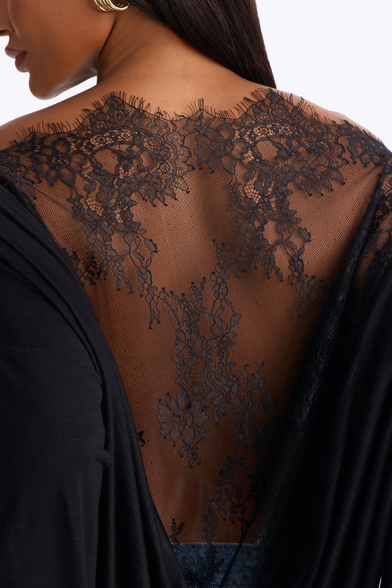 Lani Lace Off Shoulder Long Sleeve Top - Black