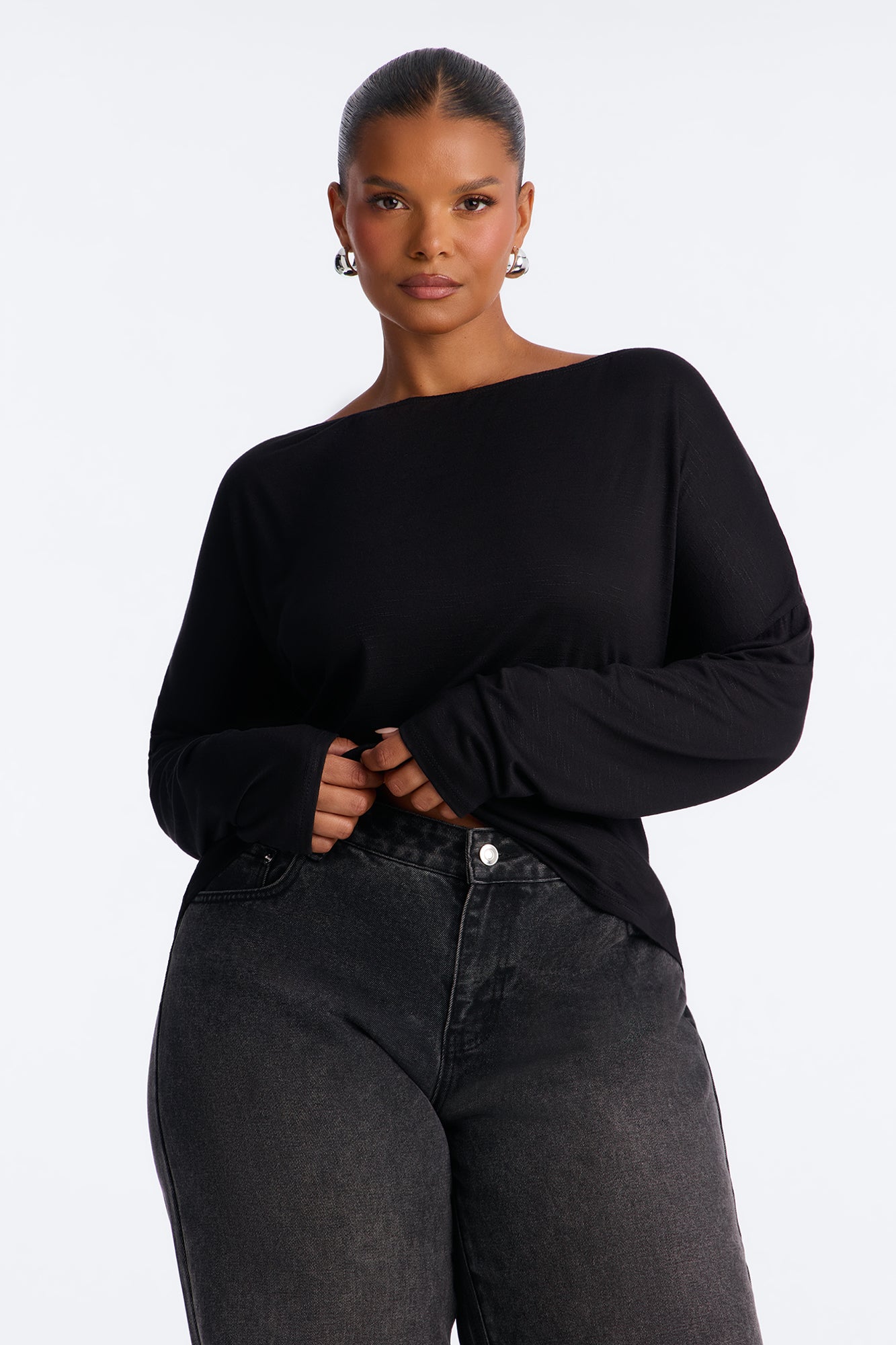 Lani Lace Off Shoulder Long Sleeve Top - Black