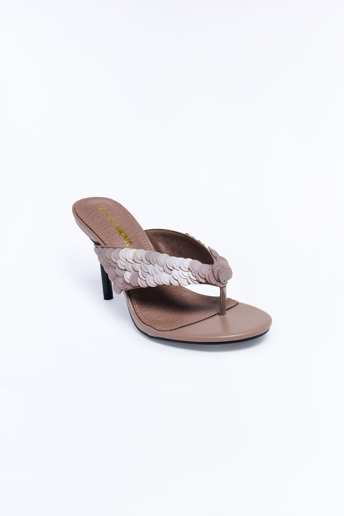 Kysha Sequin Thong Heels - Mocha