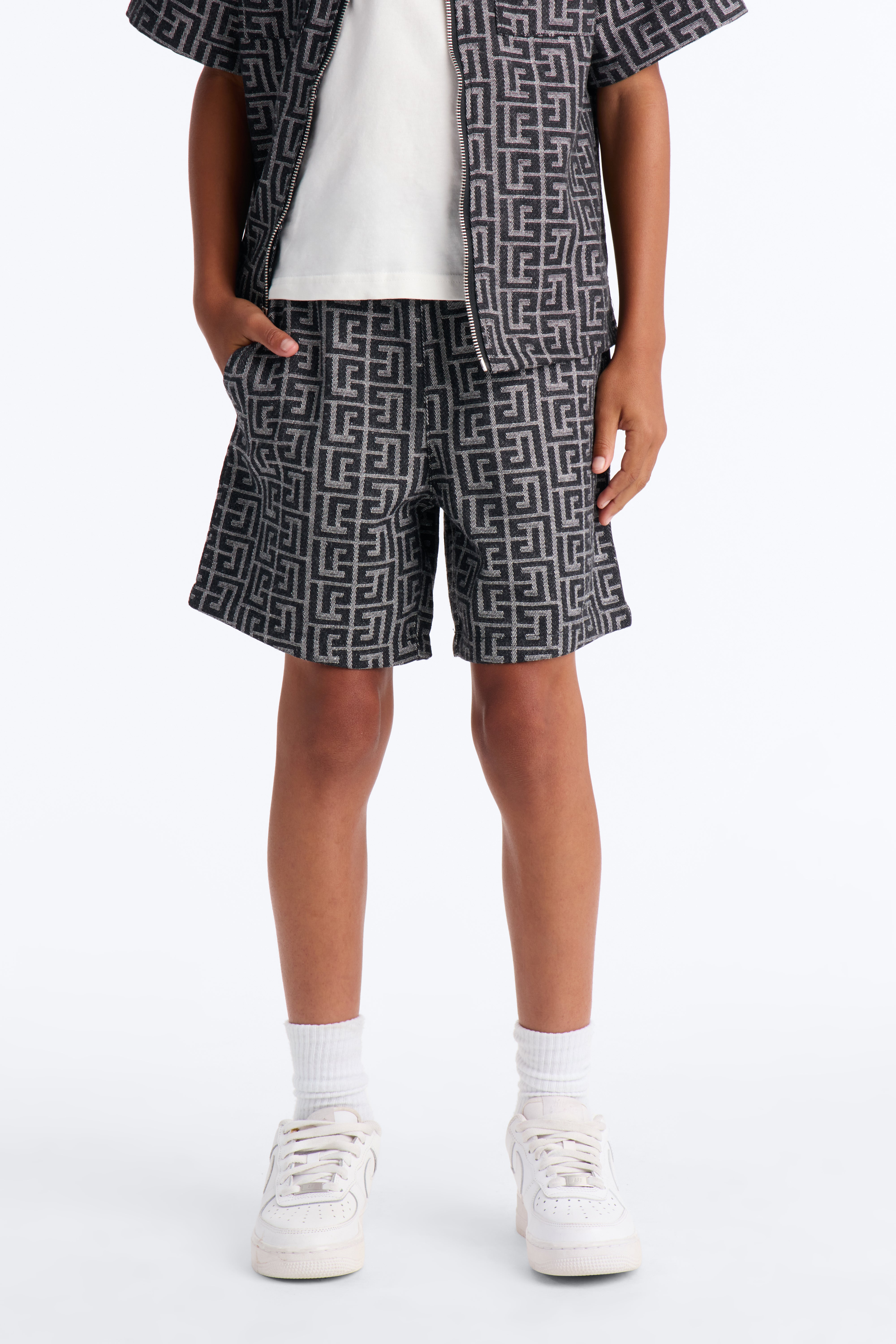 Mini Fallon Jacquard Relaxed Shorts II - Charcoal