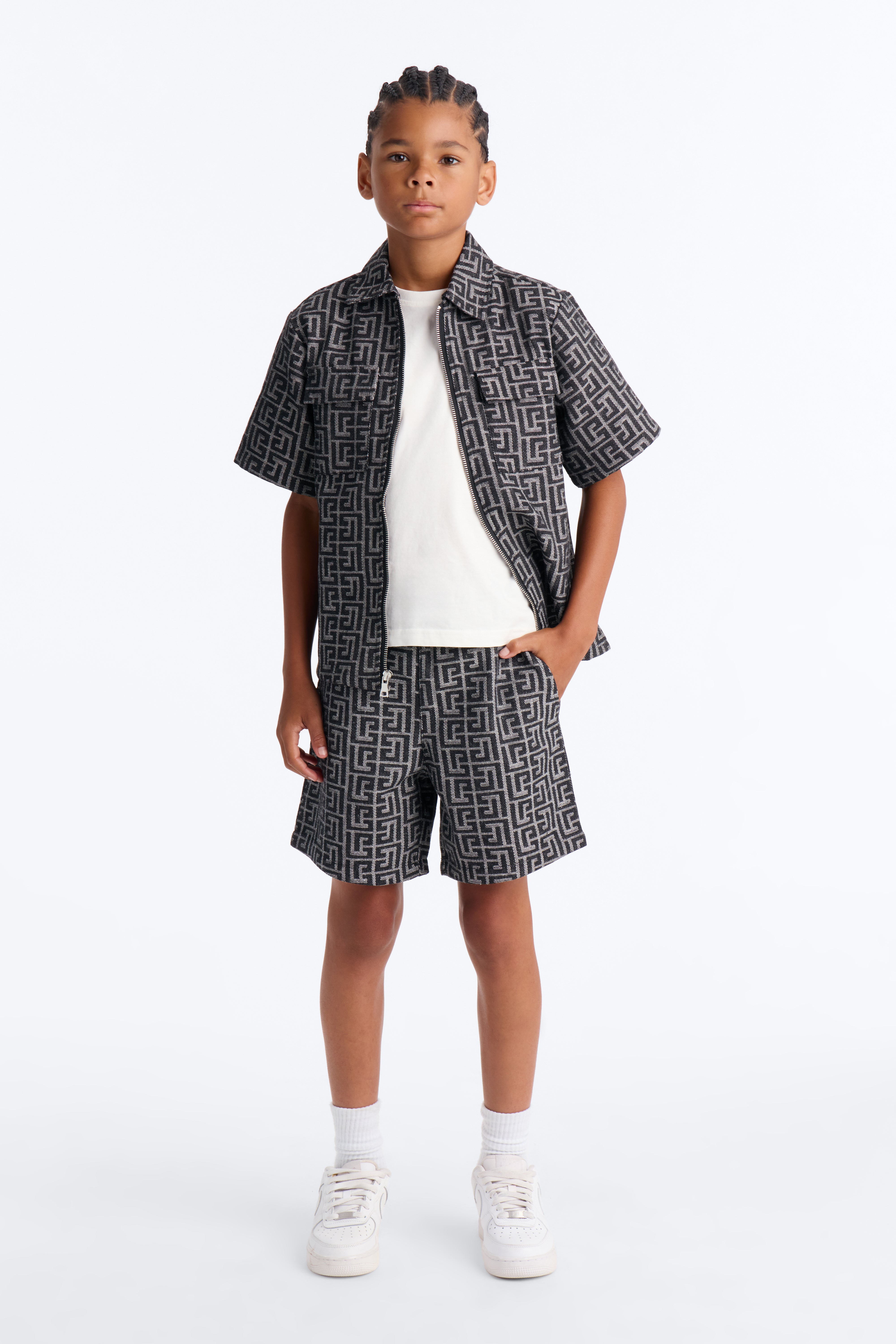 Mini Fallon Jacquard Relaxed Shorts II - Charcoal
