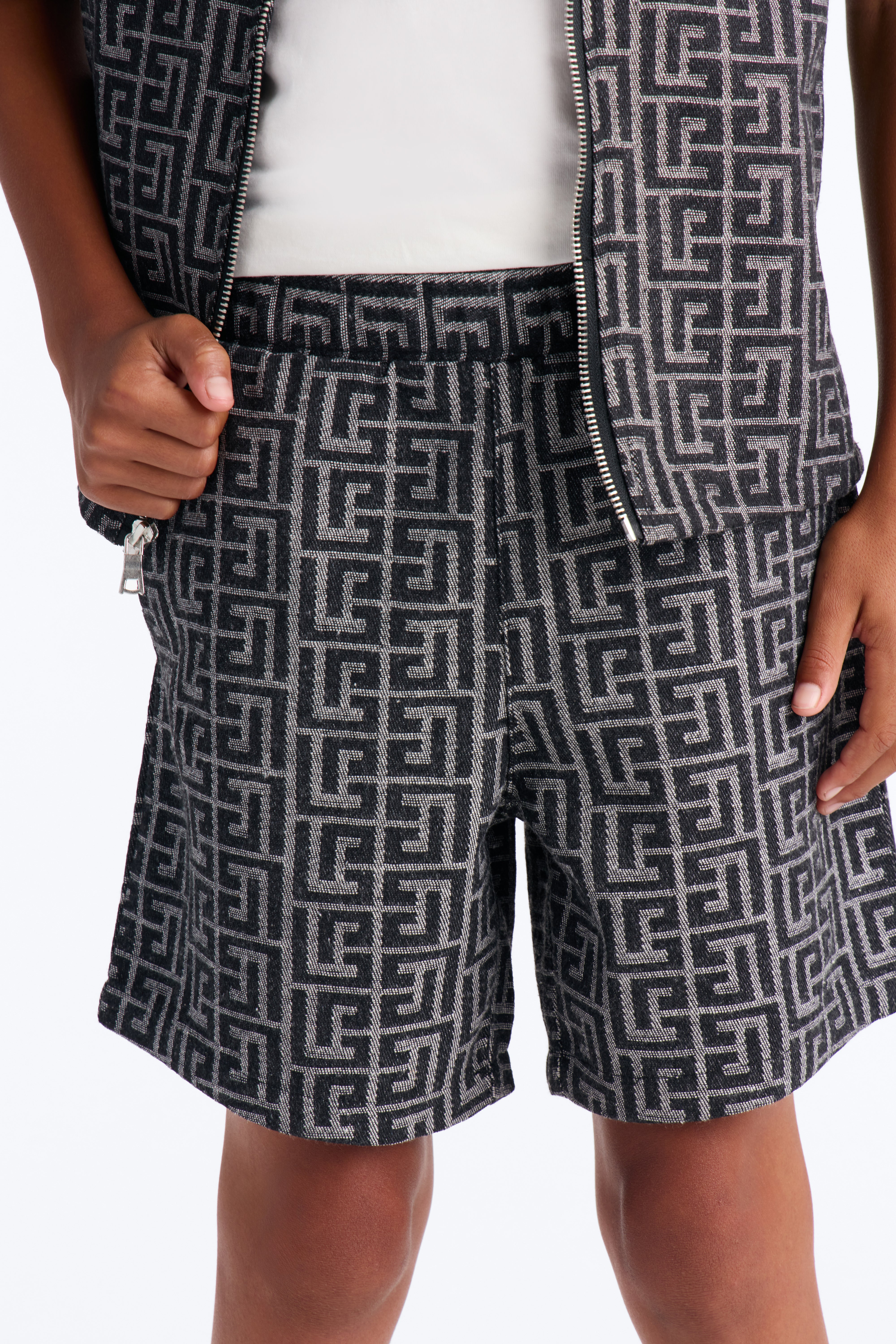 Mini Fallon Jacquard Relaxed Shorts II - Charcoal