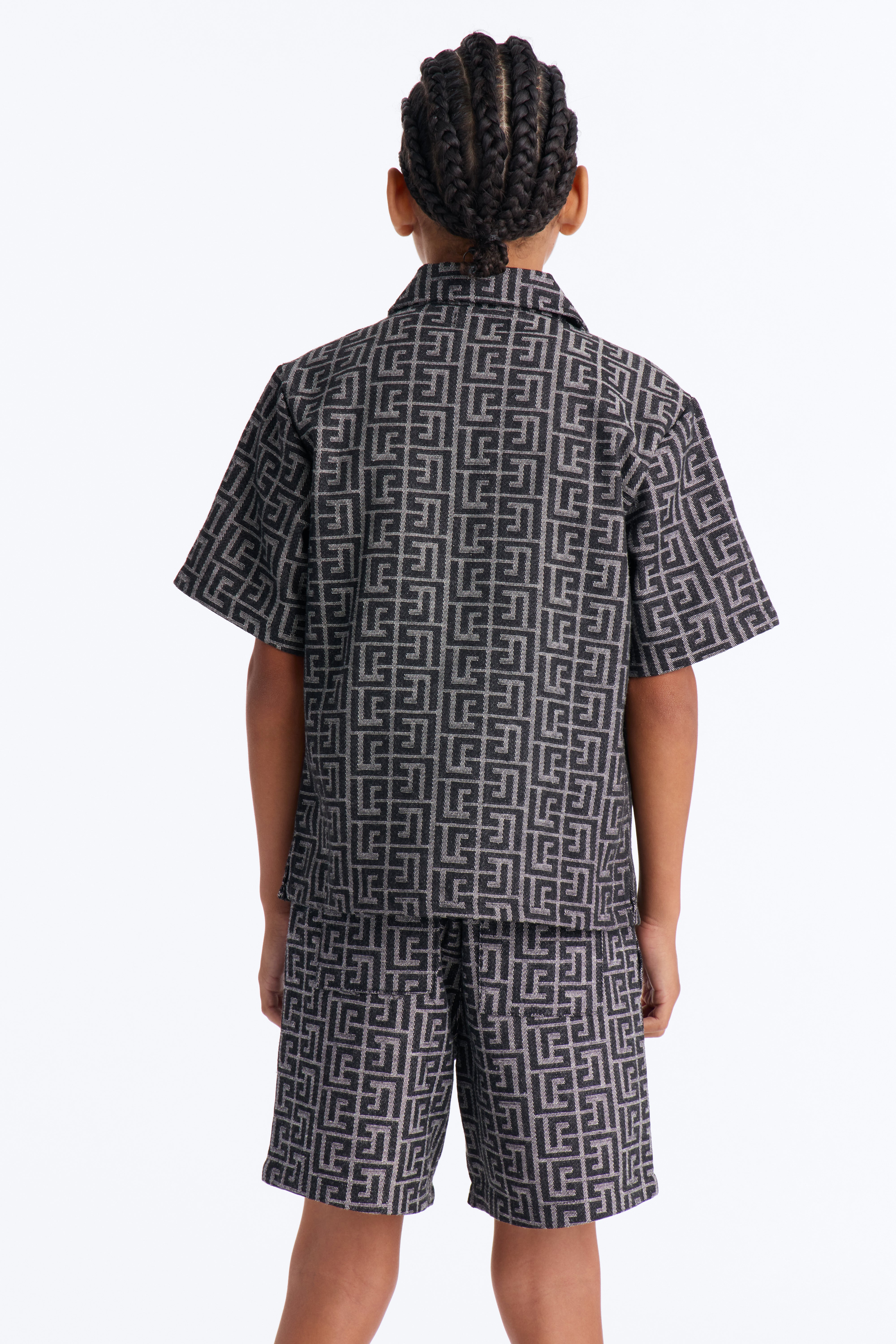 Mini Fallon Jacquard Zip Shirt II - Charcoal