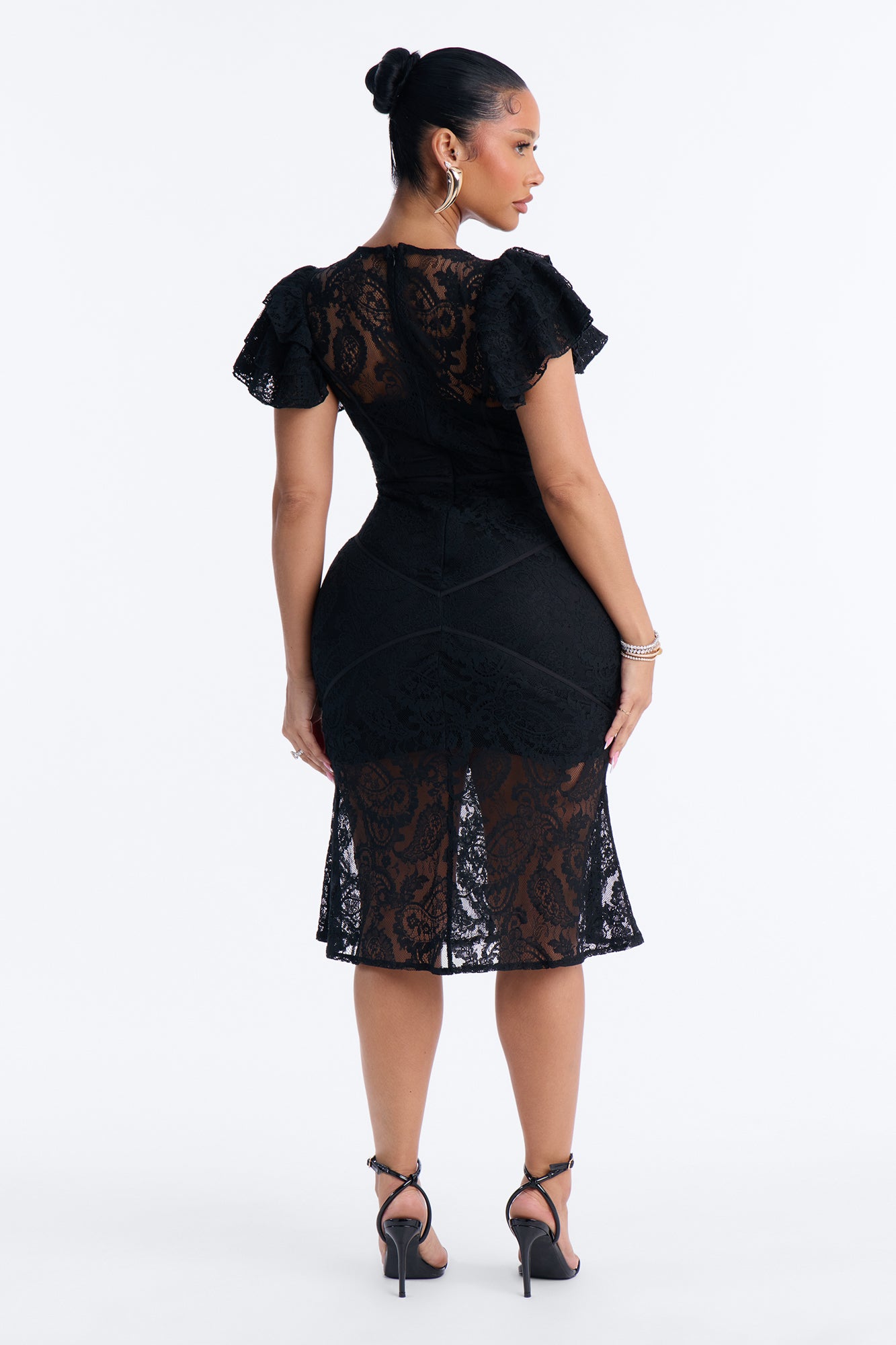 Starlet Lace Midi Dress - Black