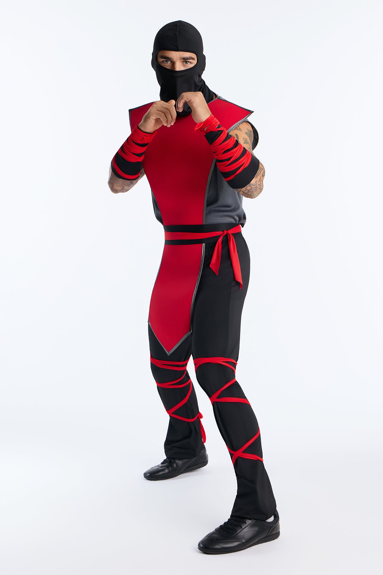 Silent Killer Ninja 6 Pice Costume Set - Red/Black