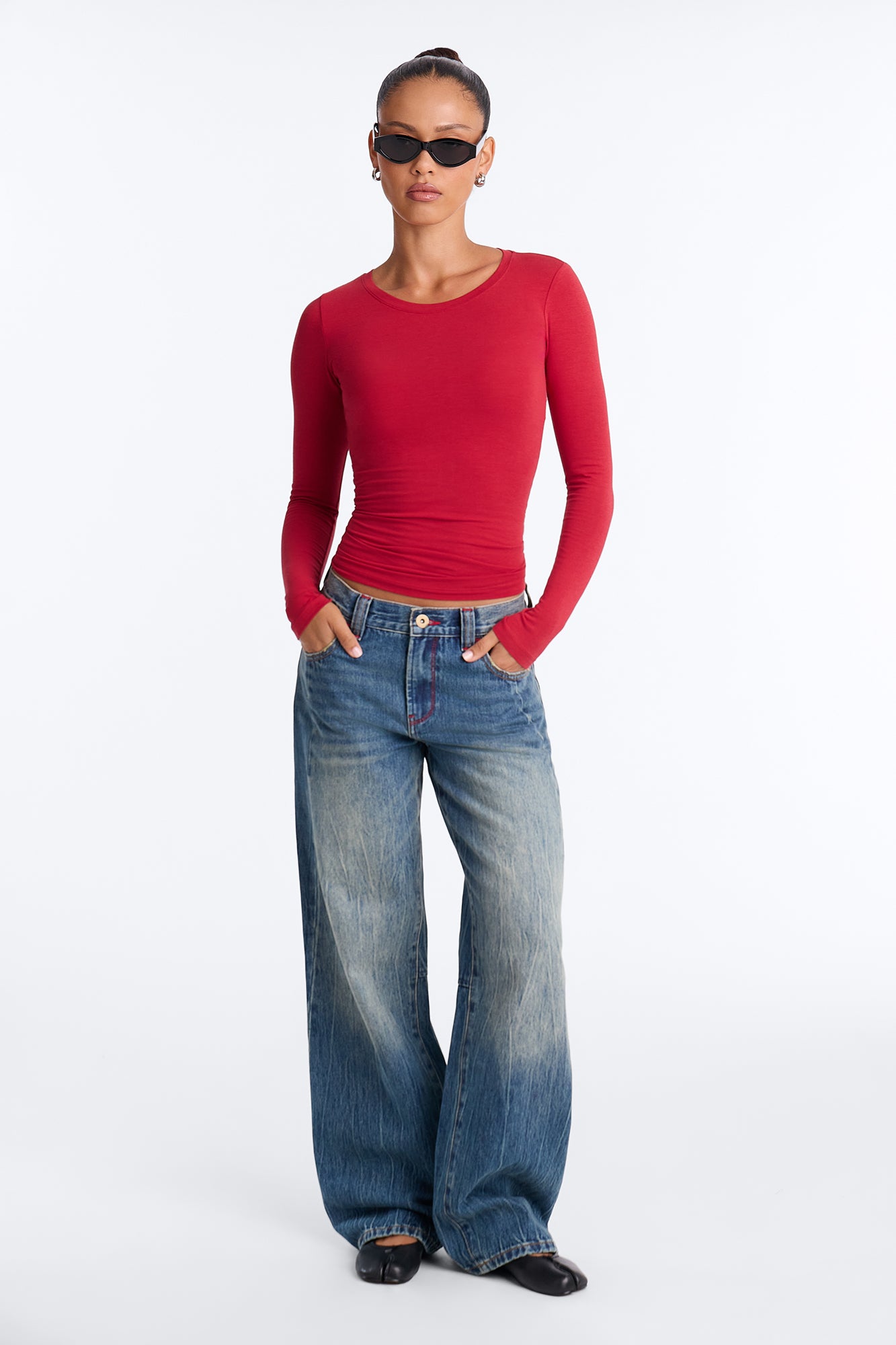 Julia Long Sleeve Top - Brick Red