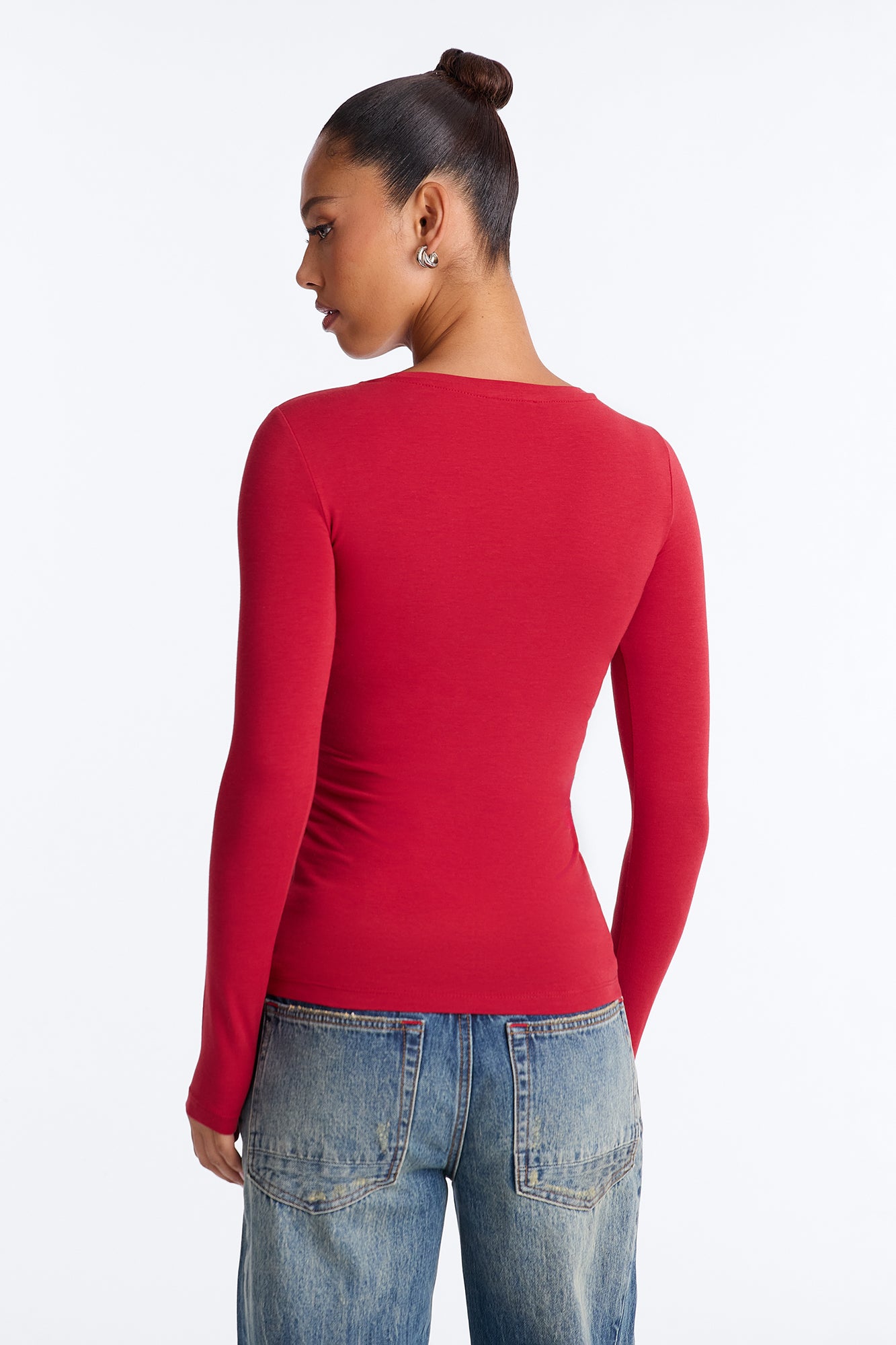 Julia Long Sleeve Top - Brick Red