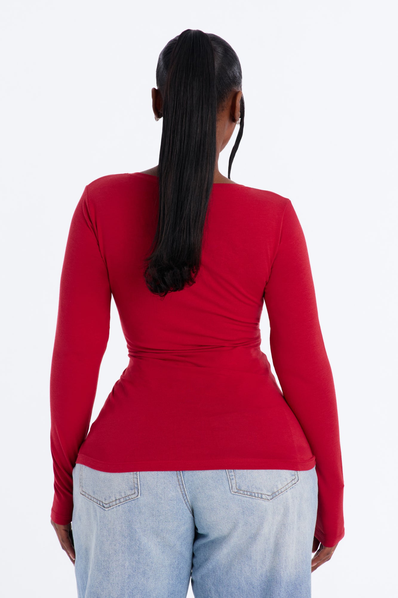 Julia Long Sleeve Top - Brick Red