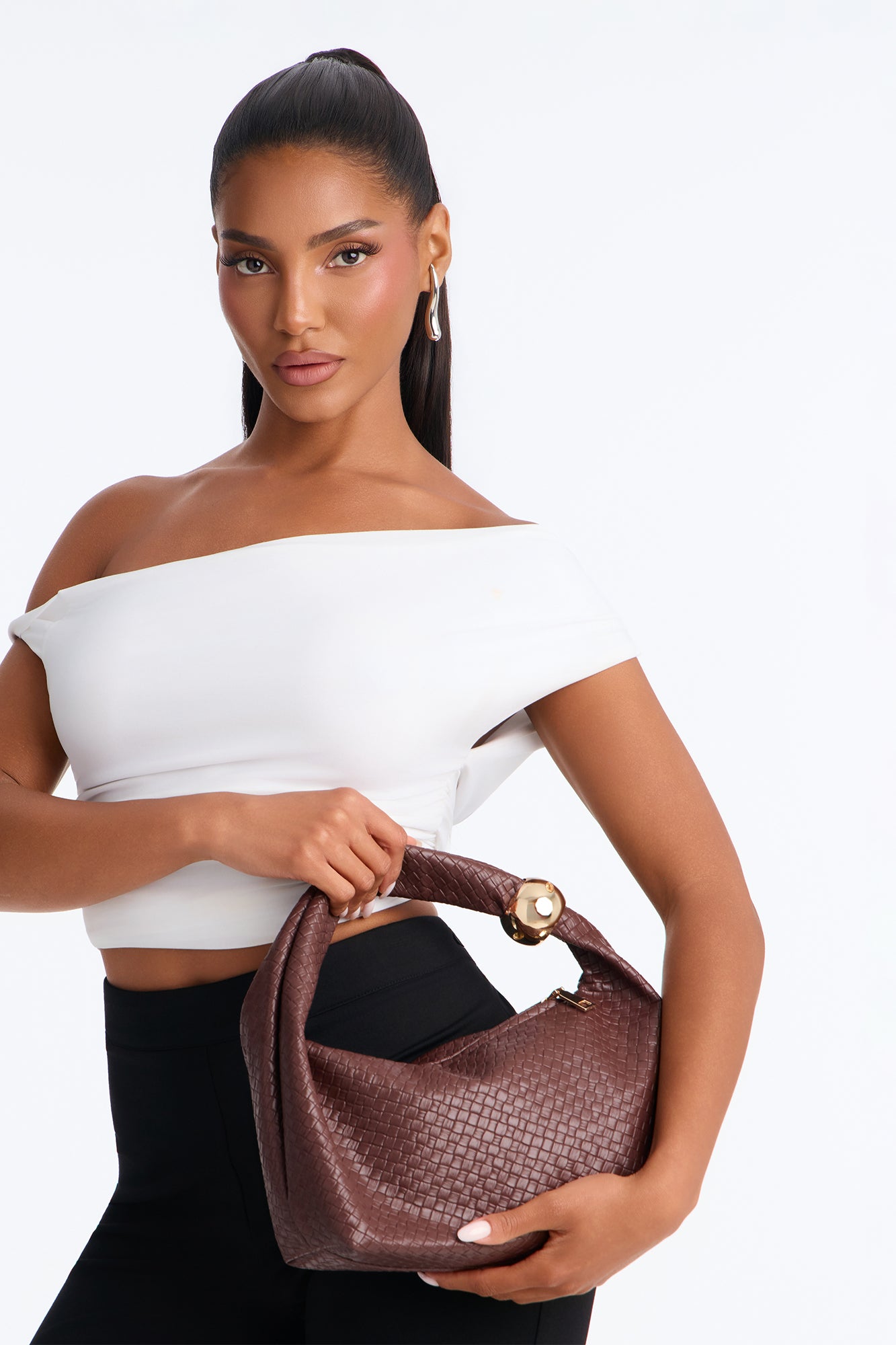 Sending Waves Faux Leather Shoulder Bag - Brown