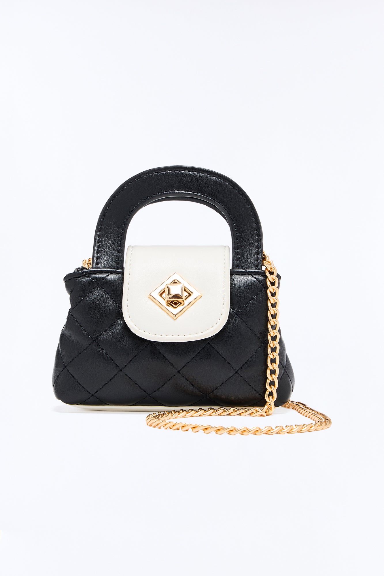 Sweet Stitch Mini Faux Leather Crossbody - Black/White