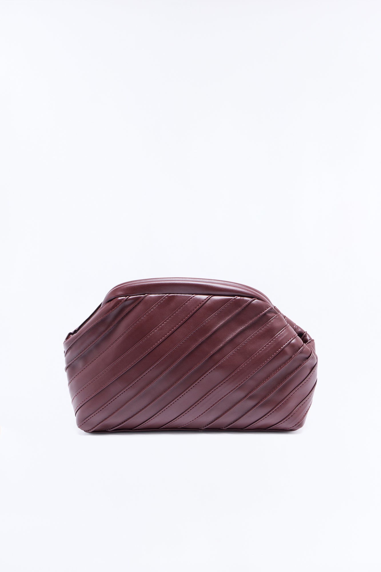 Stay In Your Lane Faux Leather Clutch Handbag - Brown