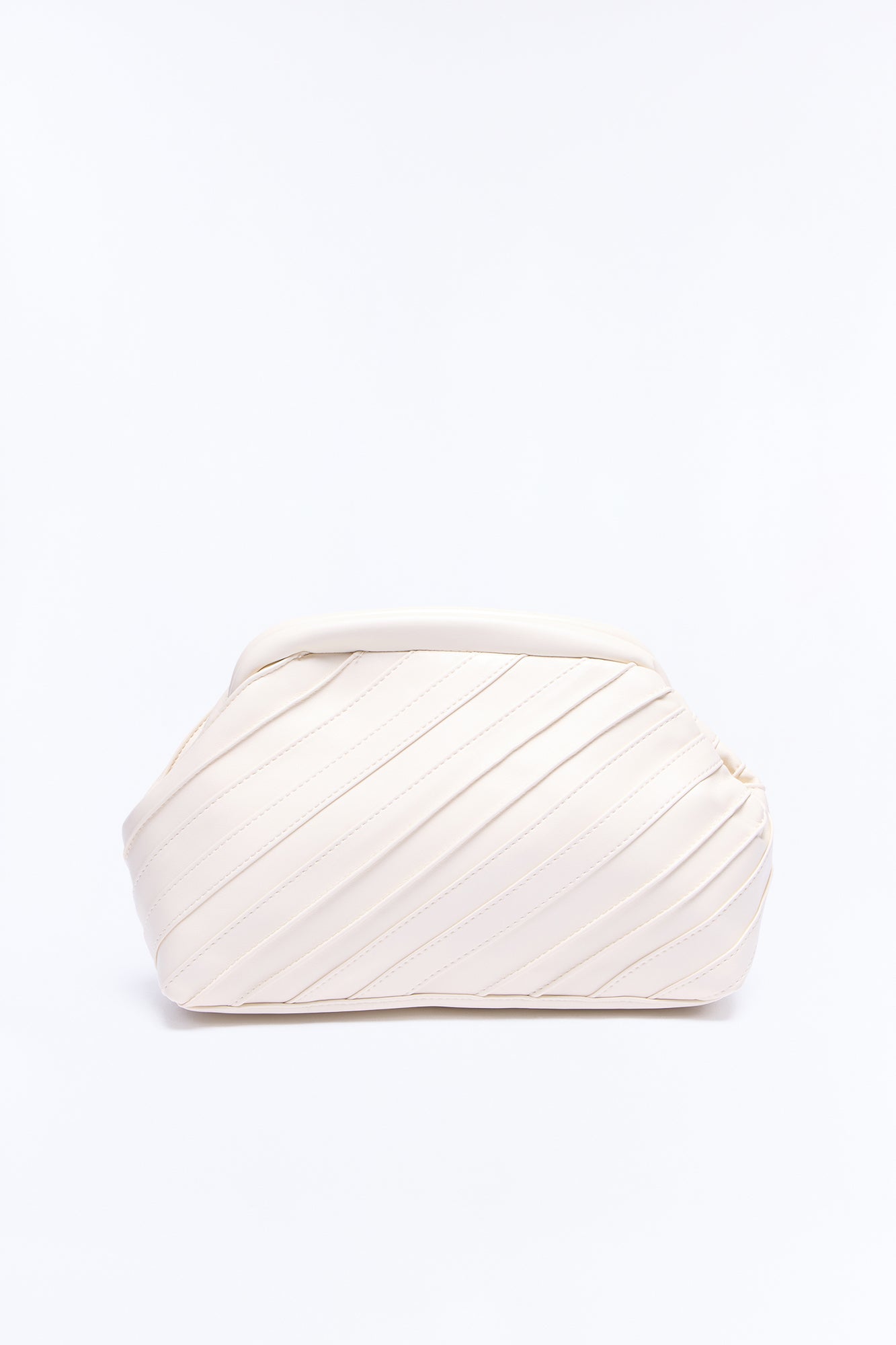 Stay In Your Lane Faux Leather Clutch Handbag - Ivory