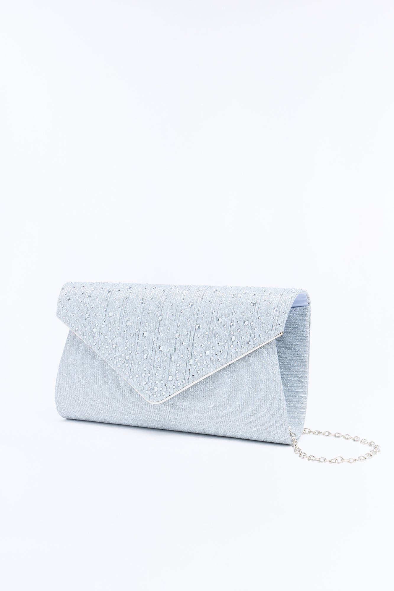 Dew Drops Sequin Clutch Handbag - Silver